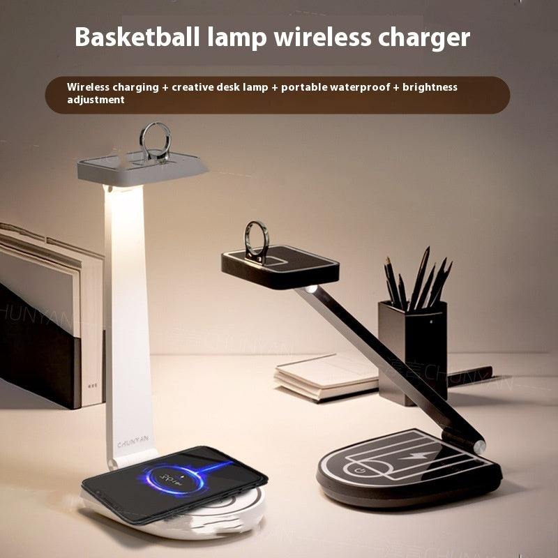 Basketball Hoop LED Table Lamp with Wireless Charging - Creative Desk Light