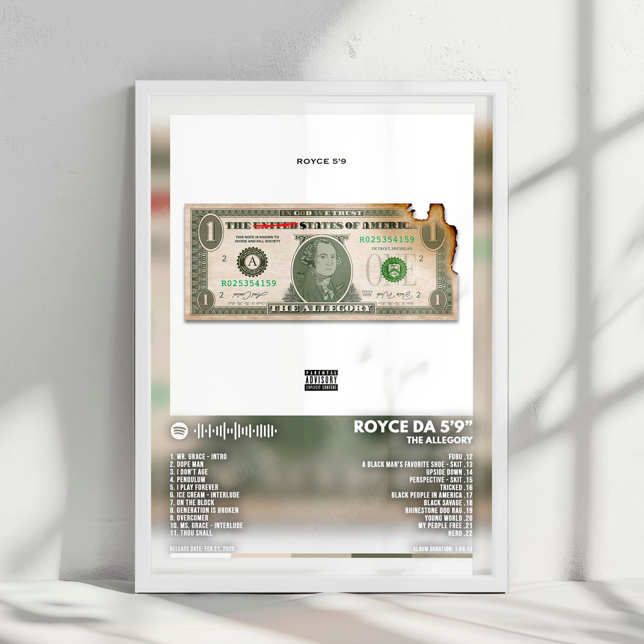 Royce da 5'9" "The Allegory" Album Cover Poster - with Complete Tracklist