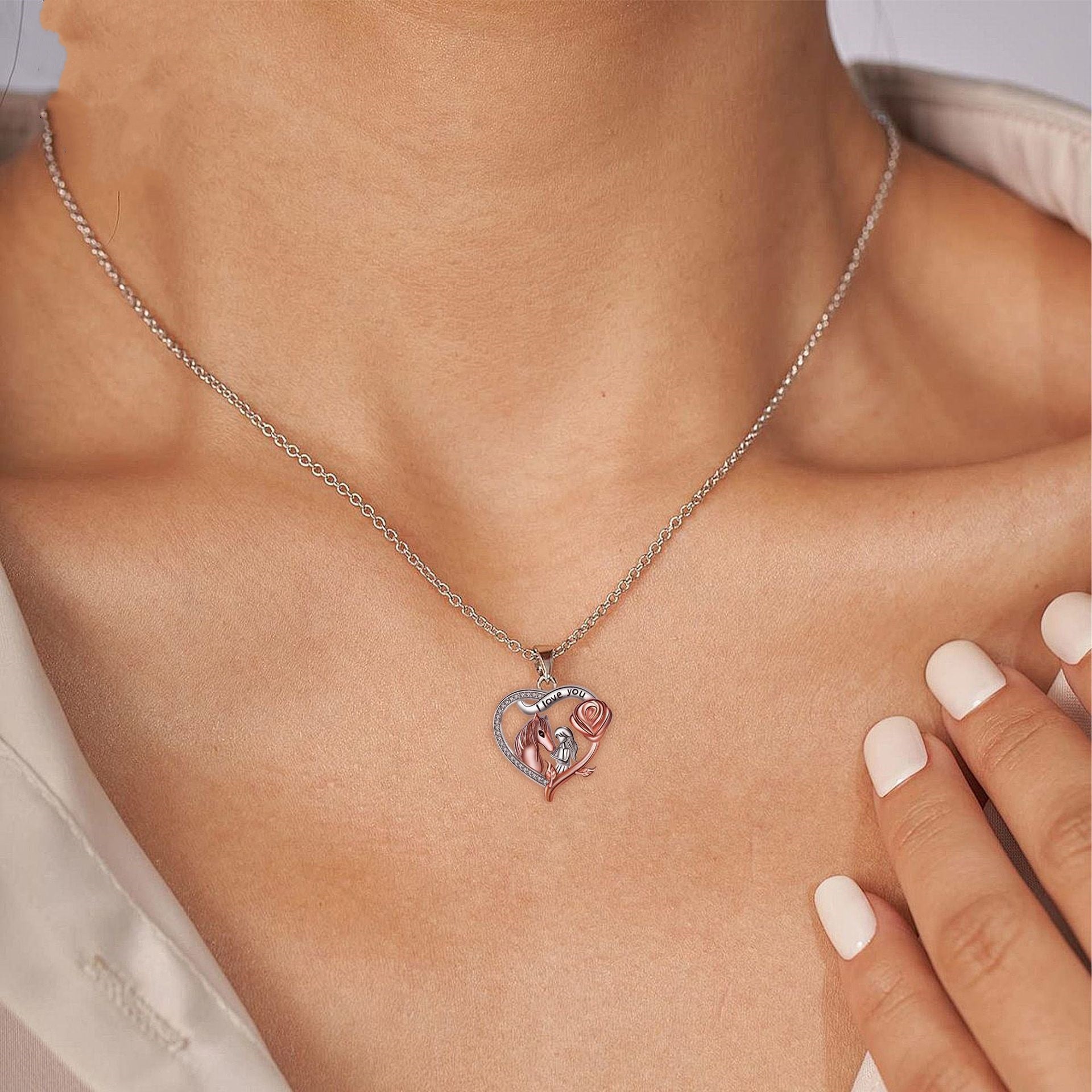 Fashion Girl And Horse Necklace Women's Valentine's Day Gift