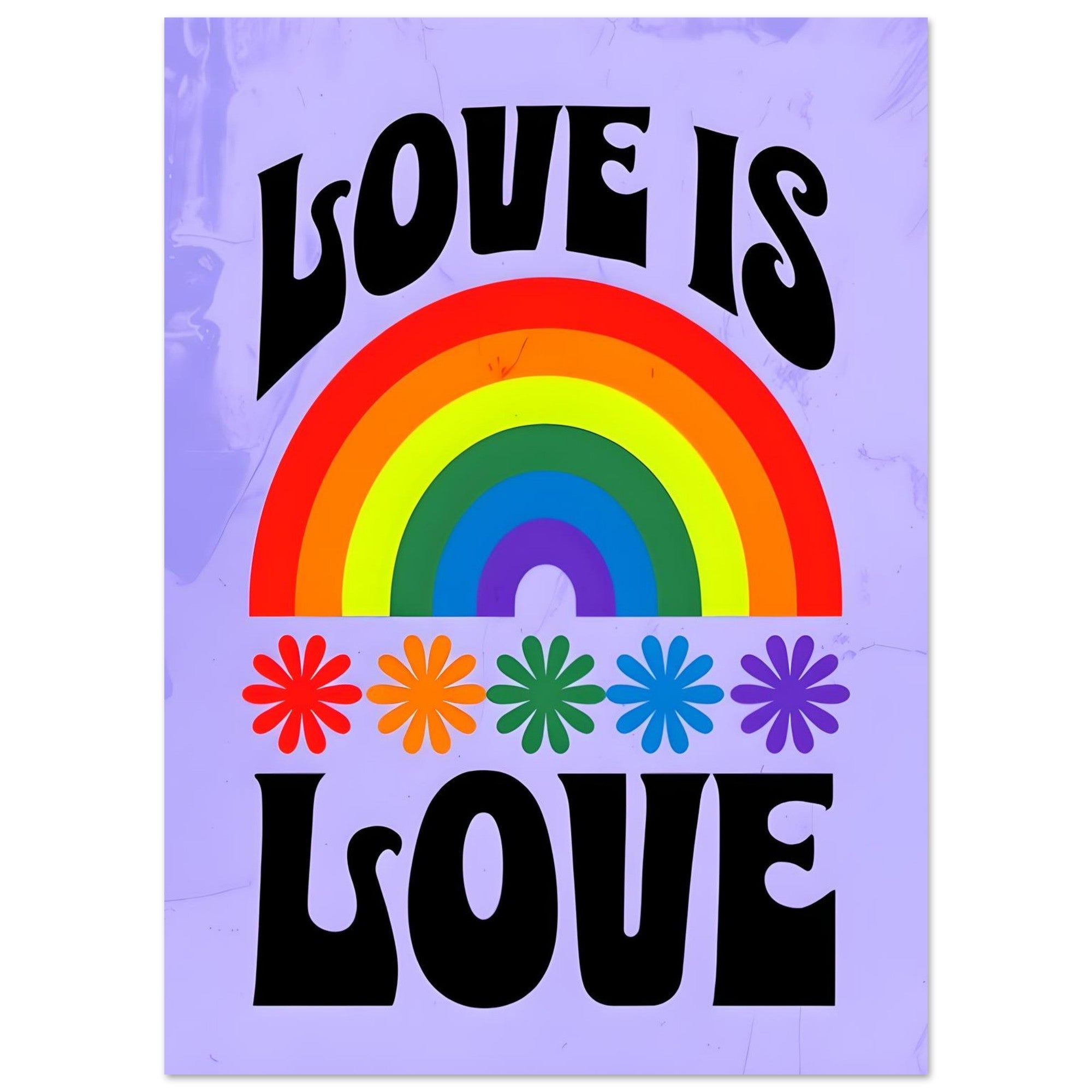 Love Is Love Rainbow Wall Art – Retro Pride Poster, 70s Style LGBTQ+ Equality Print