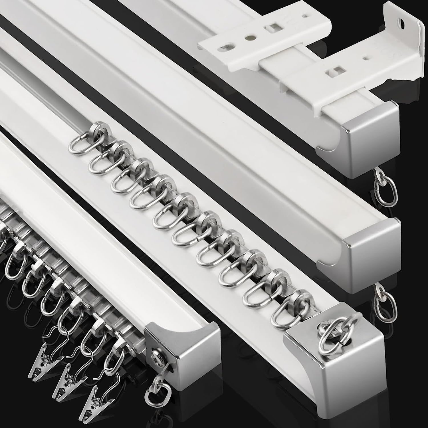 Curtain Track, (3Ft-15Ft) Flexible Curtain Track Ceiling Wall Mount Drop Ceiling RV Aluminum Curtain Rails System Room Divider Heavy Duty Shower