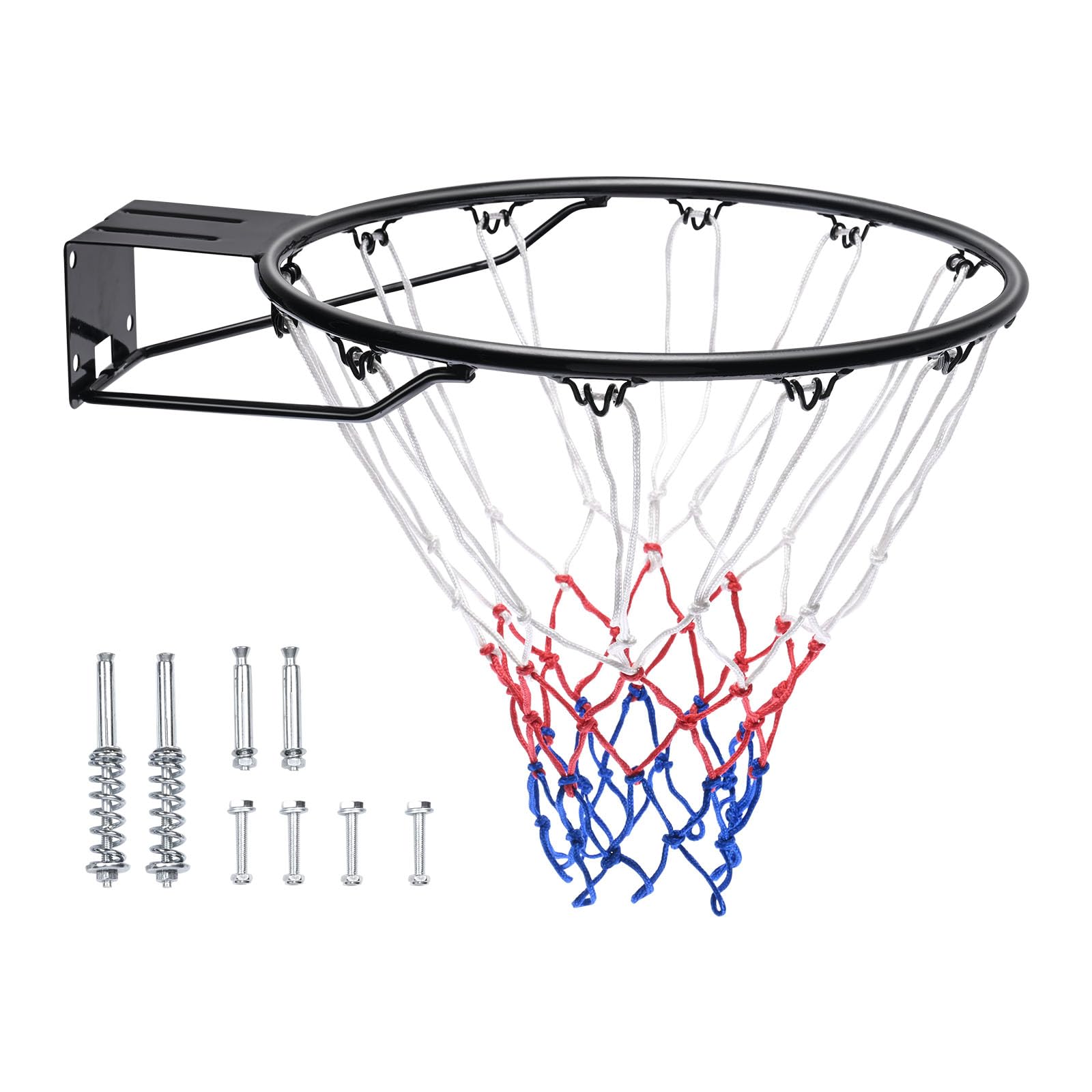 VEVOR Basketball Rim, Wall Door Mounted Basketball Hoop, Heavy Duty Q235 Basketball Flex Rim Goal Replacement with Net and Double Spring, Standard 18"