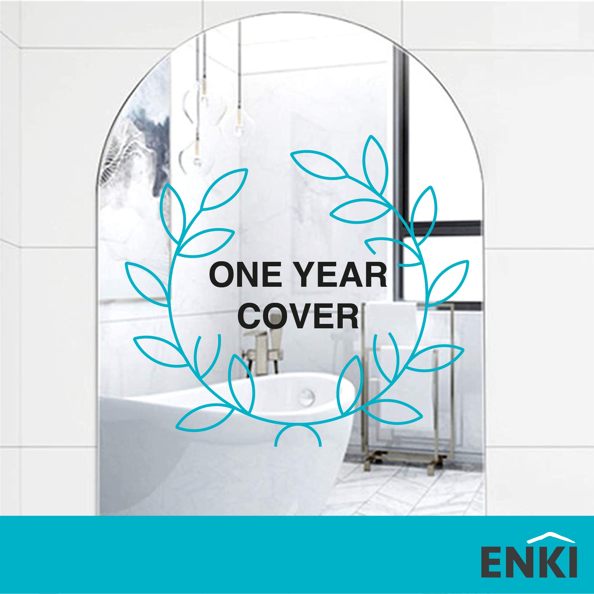 ENKI - Horizon Frameless Arched Polished Edge Glass Wall Mirror (40cm x 60cm) for Bathroom, Bedroom, Living Room & Hallway Durable, Easy to Install,