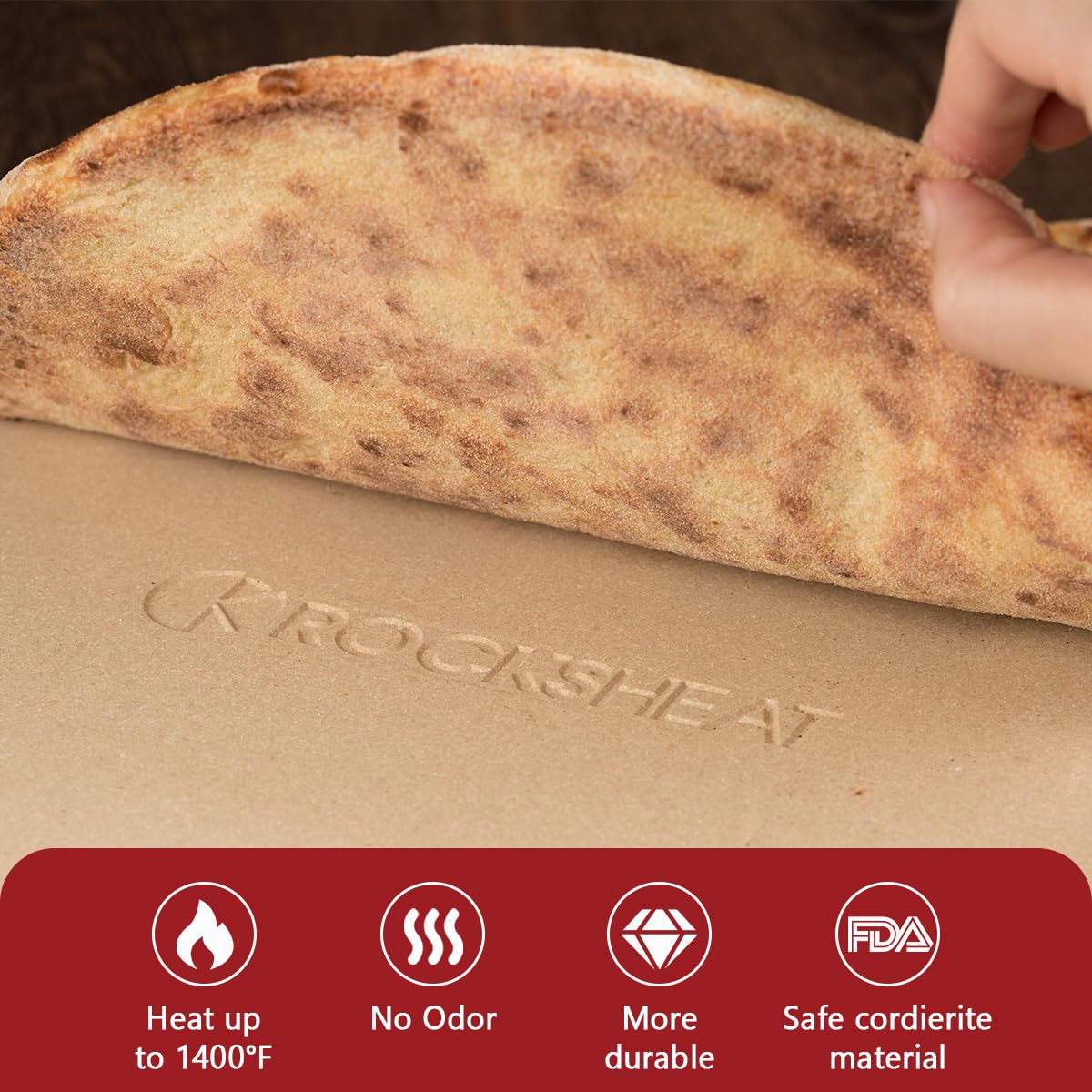 ROCKSHEAT 40.6 x 1.6cm 16" Round Pizza Stone, Cordierite Pizza Stone for Oven Grill BBQ, Food Grade Baking Stone for Pizza and Bread, Outdoor Pizza