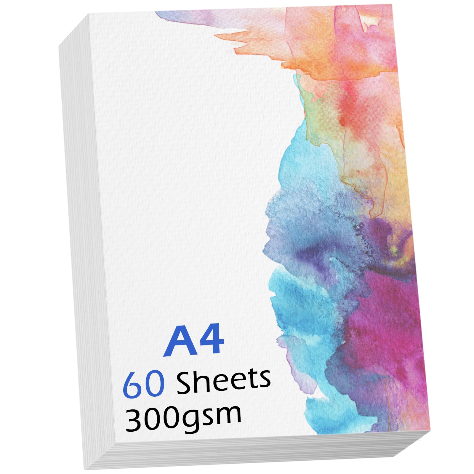 LUFEEMGA Watercolour Paper A4 x 60 Sheets, 140 lb 300 GSM Natural Cotton Paper Student Grade Watercolour Pad, Cold-Pressed, Art Paper Water Colour