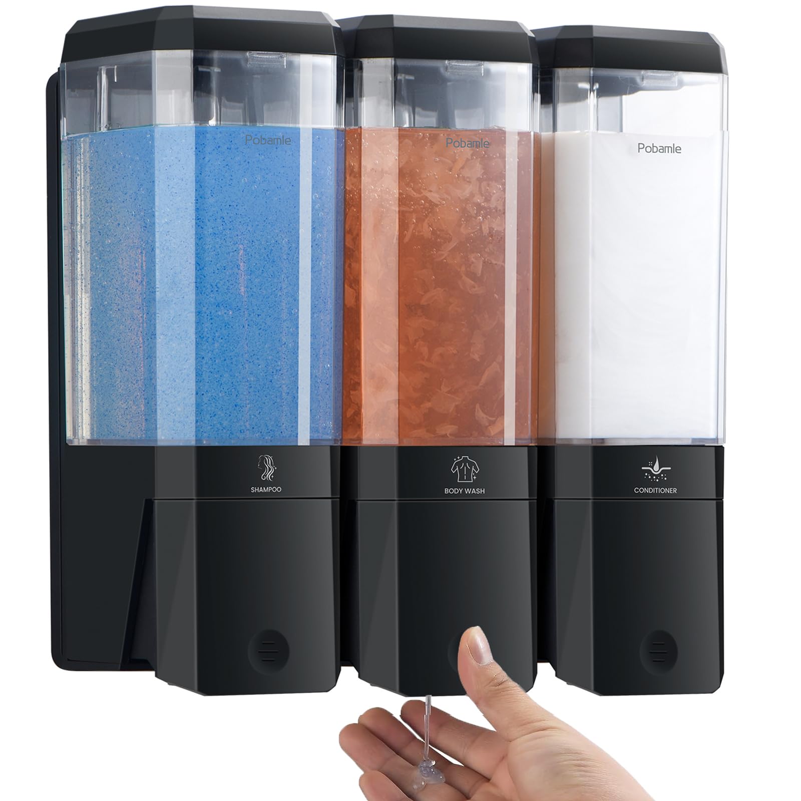Shampoo and Conditioner Dispenser Wall Mounted, Shower Soap Dispenser No Drill Upadate Easy Slot Install, Shampoo Dispenser for Shower Bathroom Large
