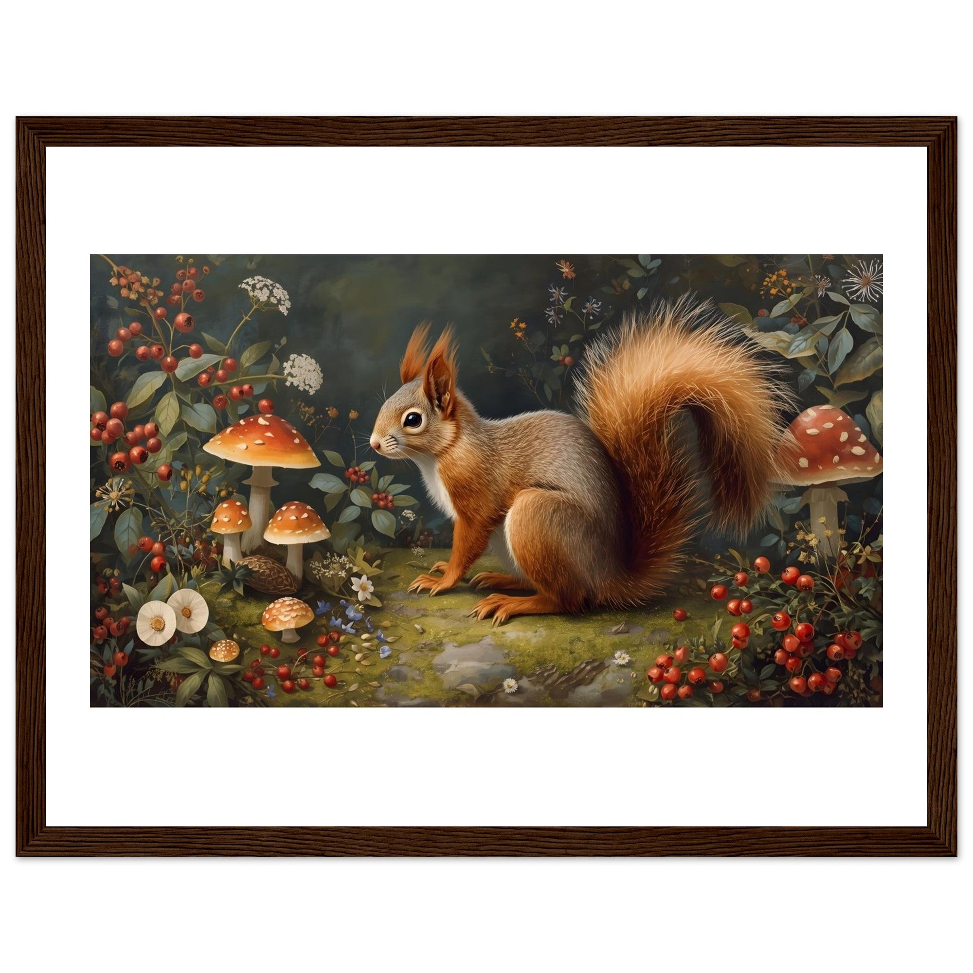 Woodland Squirrel Framed Print – Rustic Nature Wall Art
