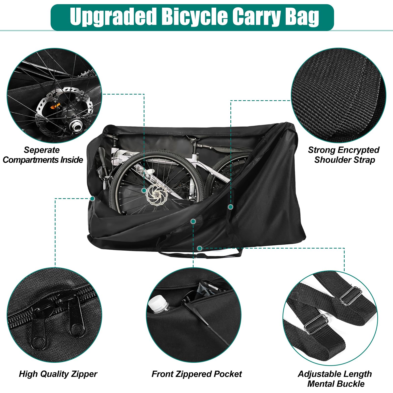 Bike Travel Bag for Airplane?Folding Bike Transport Bag for 26 inch to 29 inch Mountain Bicycle,Heavy Duty 840D MTB Road Bike Travel Bag with Strong