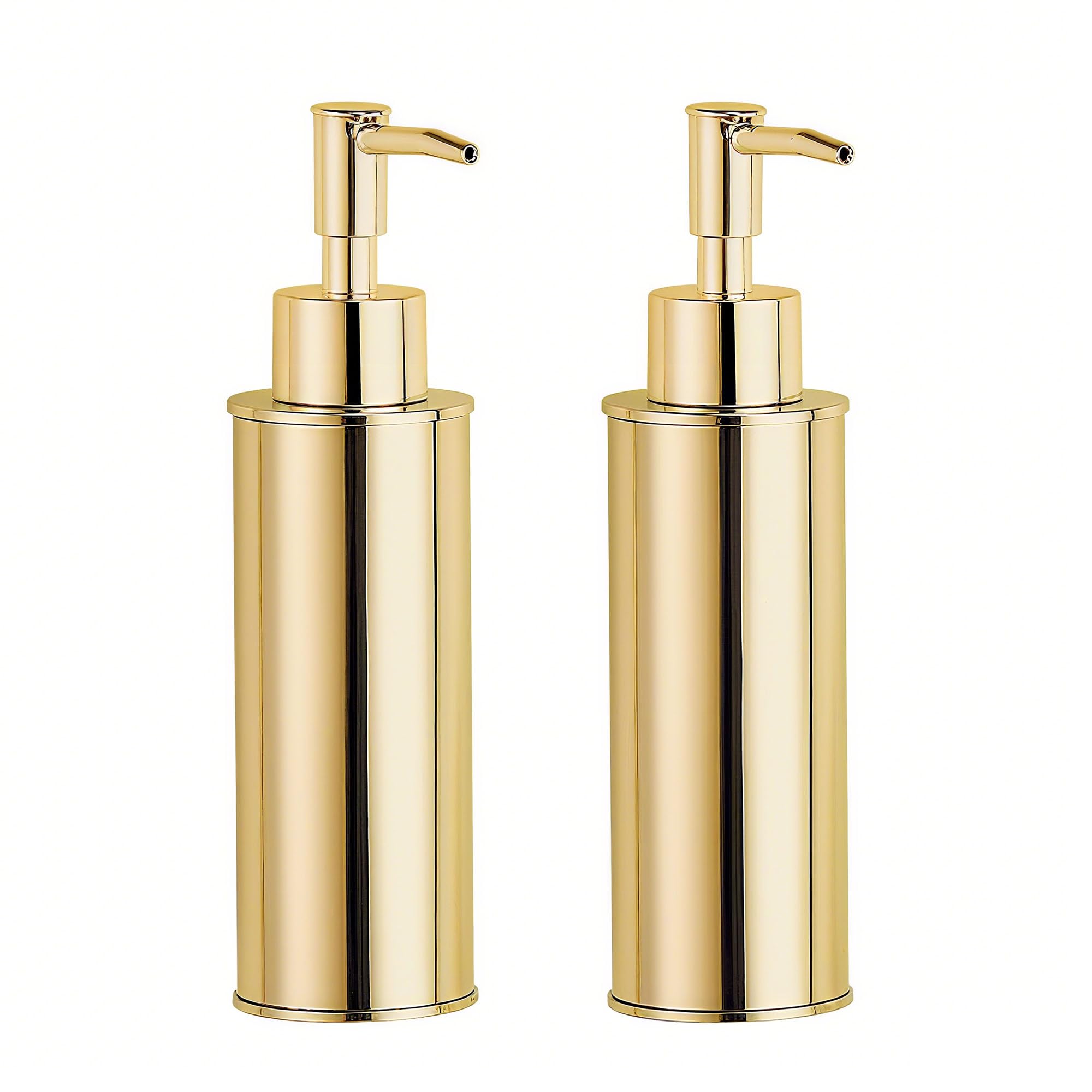 BGL Soap Dispenser 2 Pack, Free Standing Liquid Soap Dispenser, 304 Stainless Steel Hand Soap Dispensers for Kitchen & Bathroom, Gold