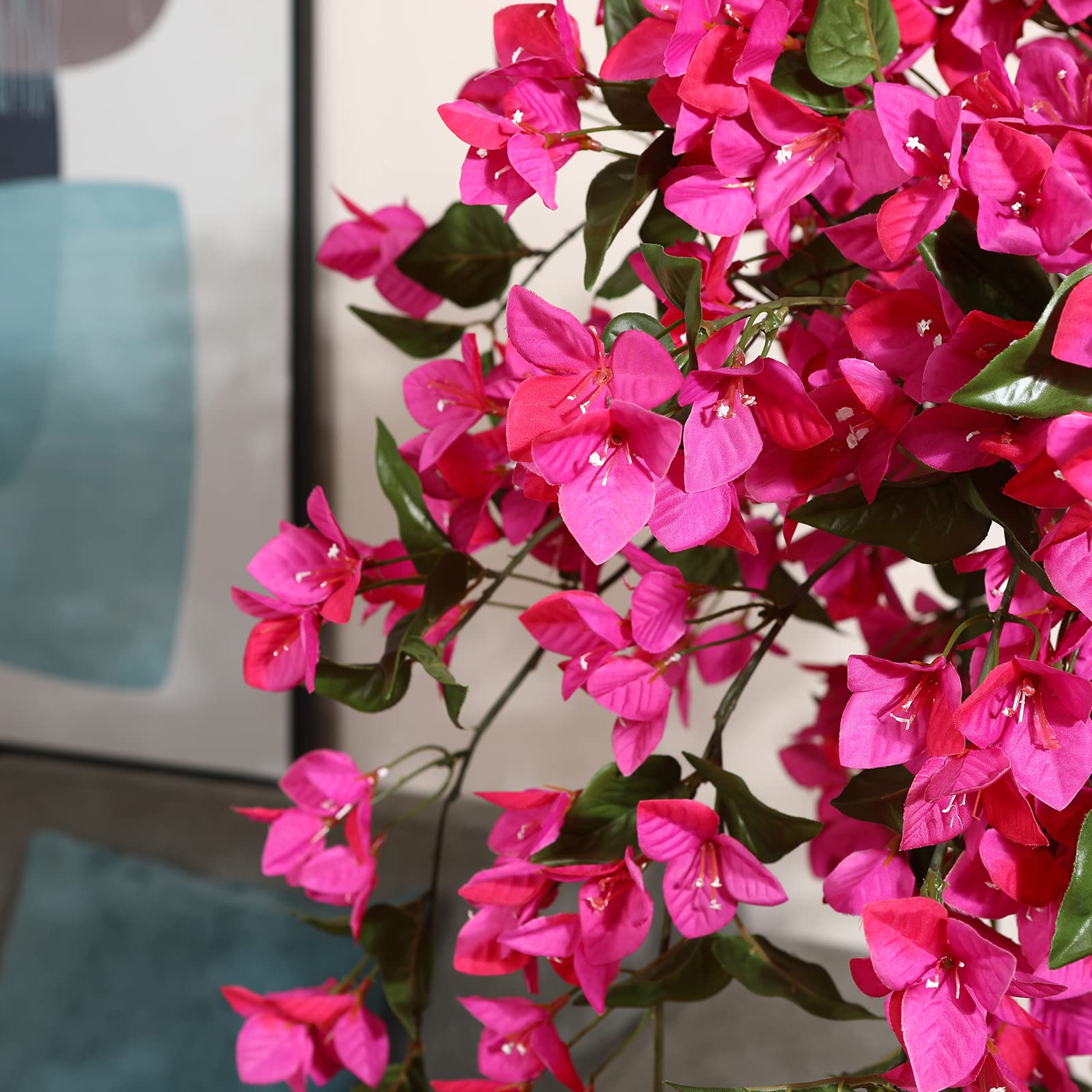 Fopamtri Artificial Plants Bougainvillea 120 cm Artificial Blossom, Fake Plants in Pot Large Pink Artificial Tree with Flowers for Home House Office