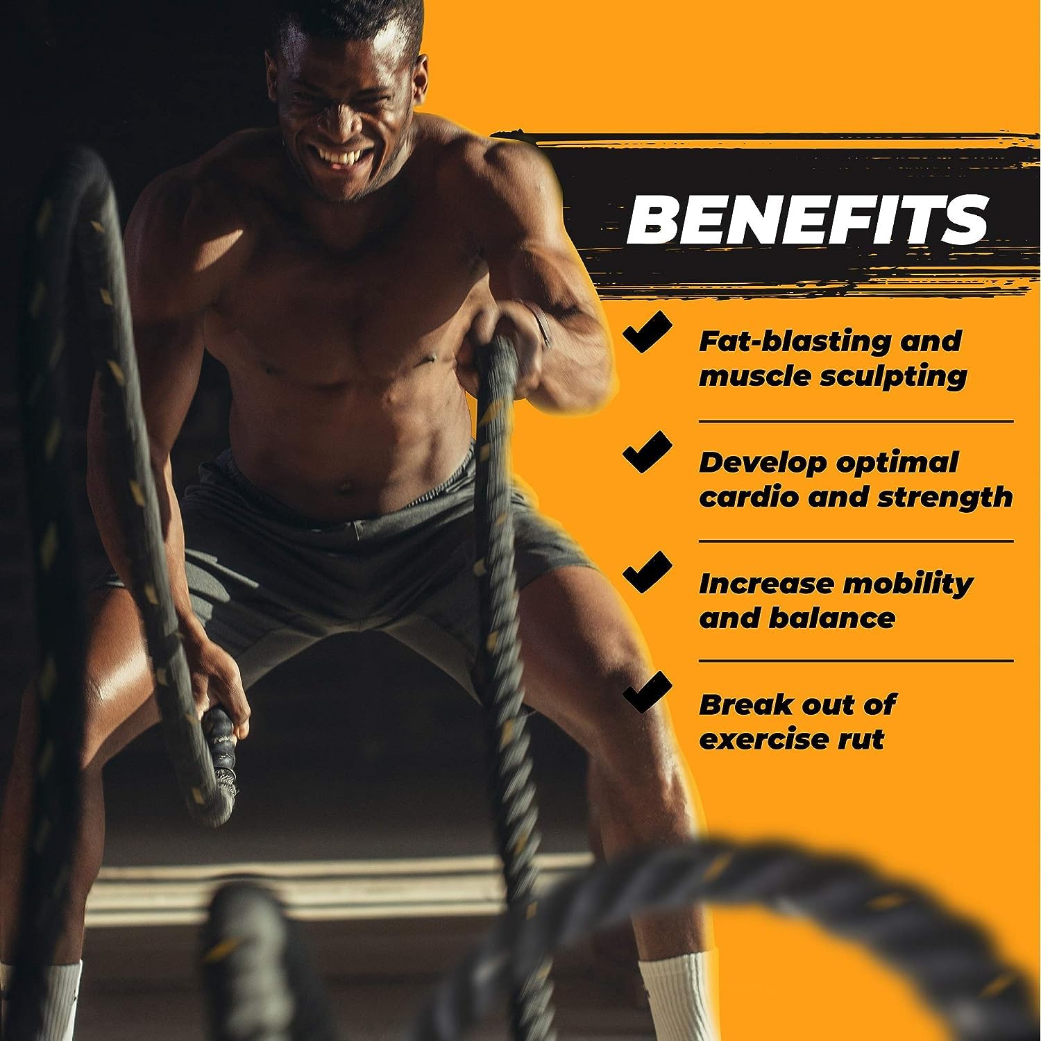 Yes4All Unisex Yes4All Unisex s WE3N Battle Poly Dacron Workout 1 5 inch 30 ft Length Exercise Rope 5in 30ft, A. 3.8 cm - 9.1 m, A. m UK, Without