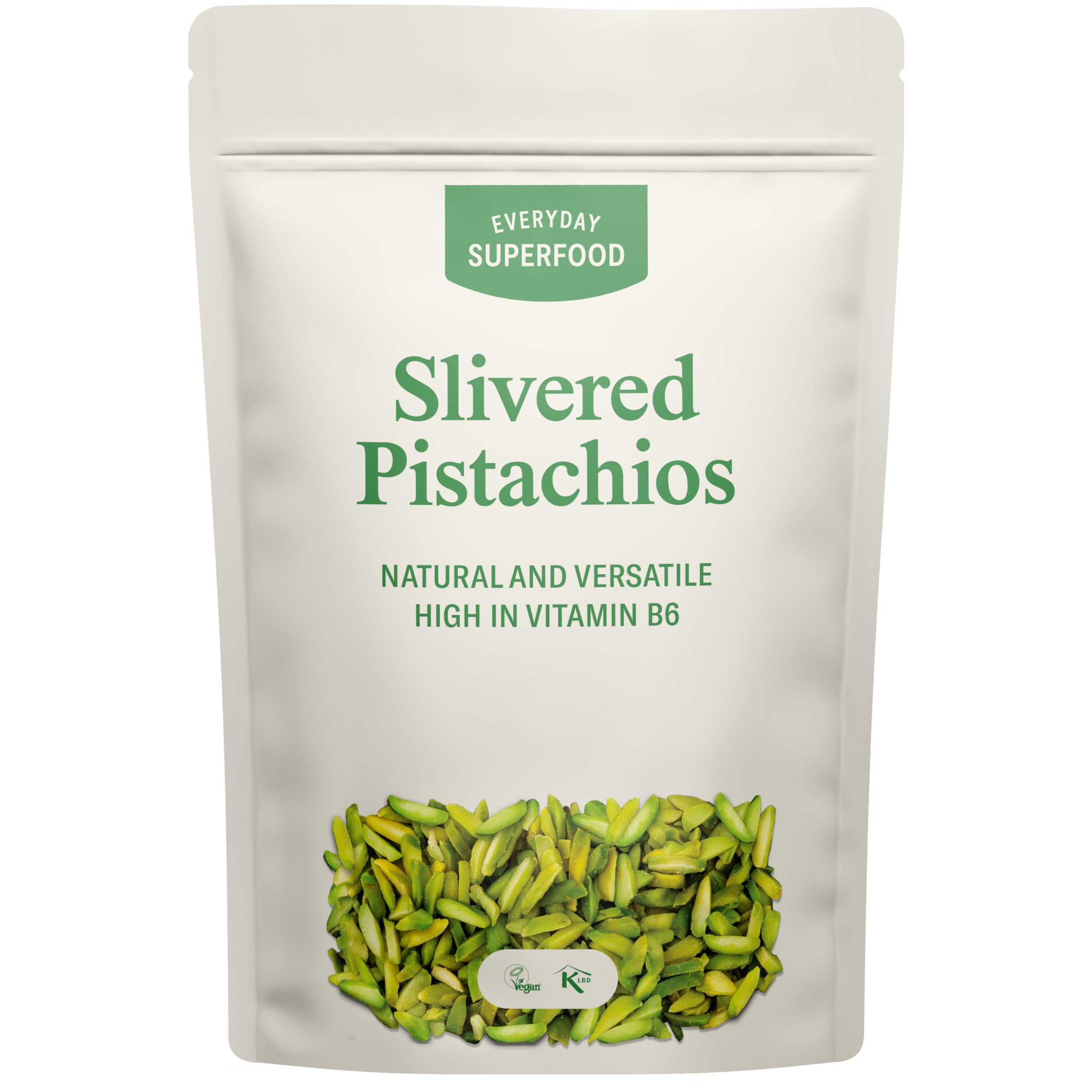 Everyday Superfood Slivered Pistachios 190g, Unsalted Sliced Pistachio Kernels Ideal for Baking, Dessert Decoration