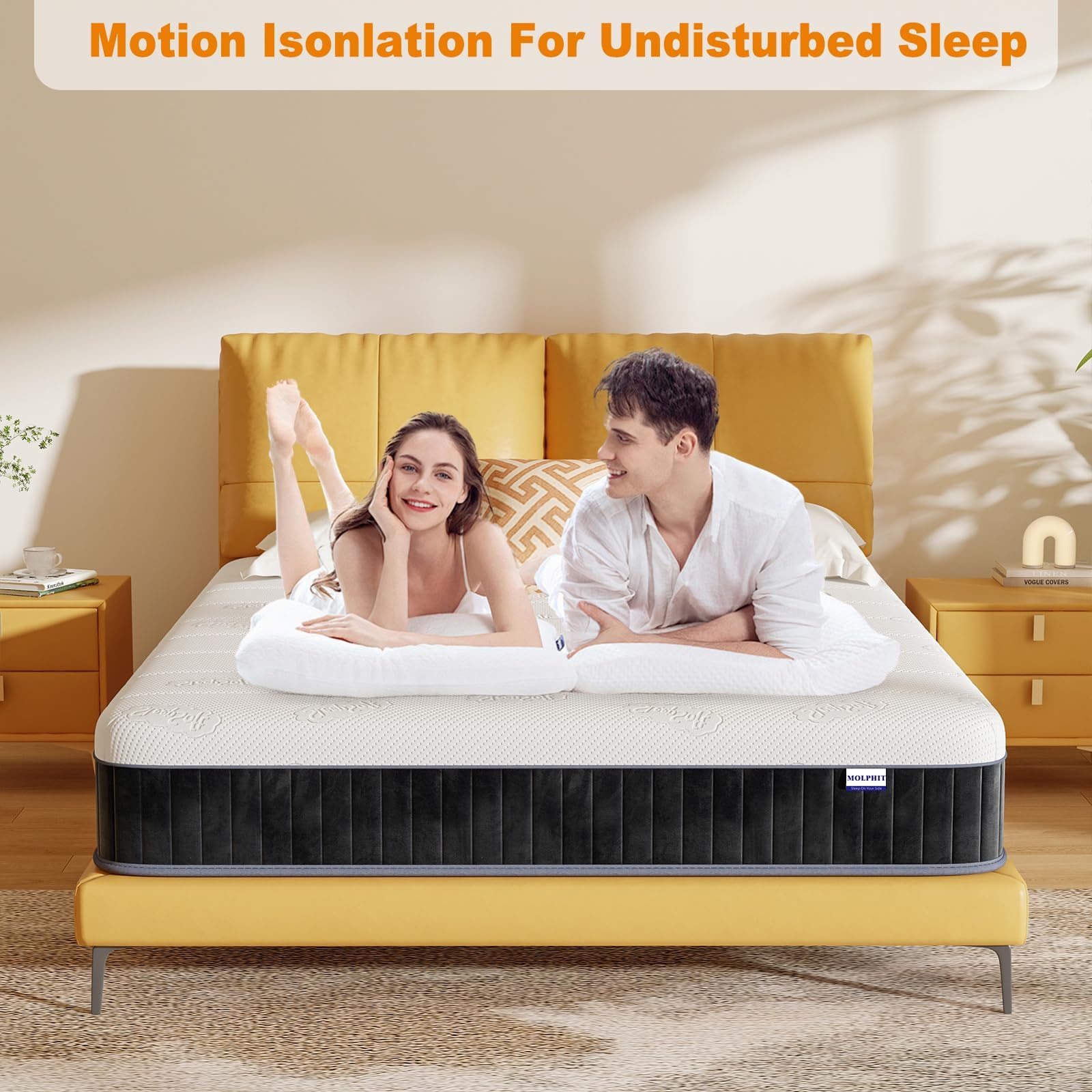 MOLPHIT 10-Inch Single Mattress The Innerspring Hybrid Memory Foam Bed in a Box for Ultimate Support and Pressure ReliefSingle Size Mattress(190 *