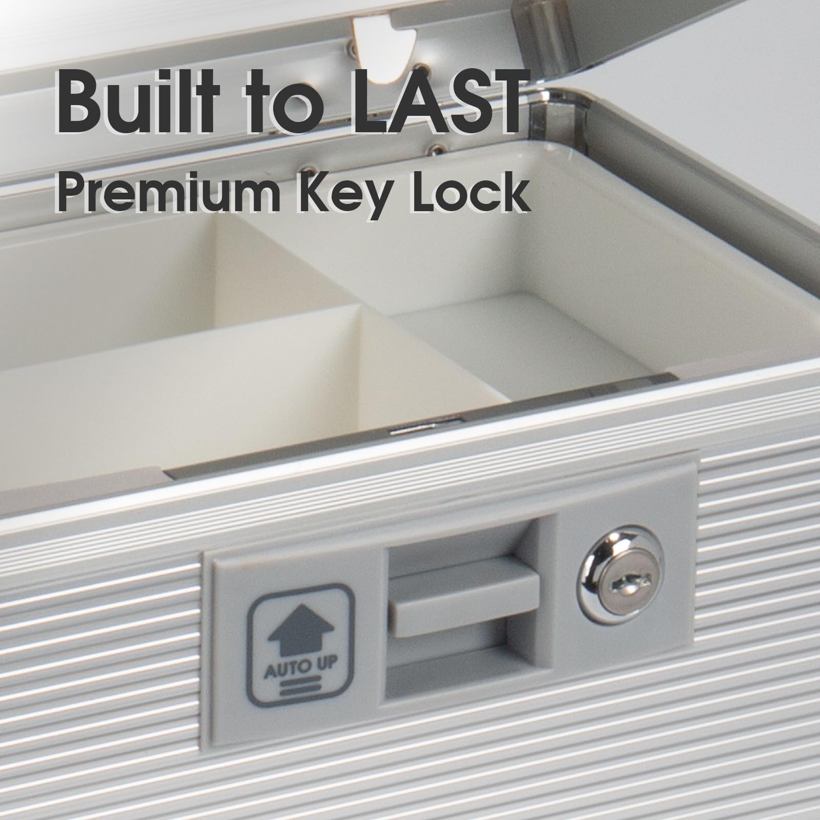 ZORVIDSON Medicine Lock Box with Key,Portable Medication Lock Box with Removeable Tray, Medicine Storage Box for Home (Silver, Extra Large)