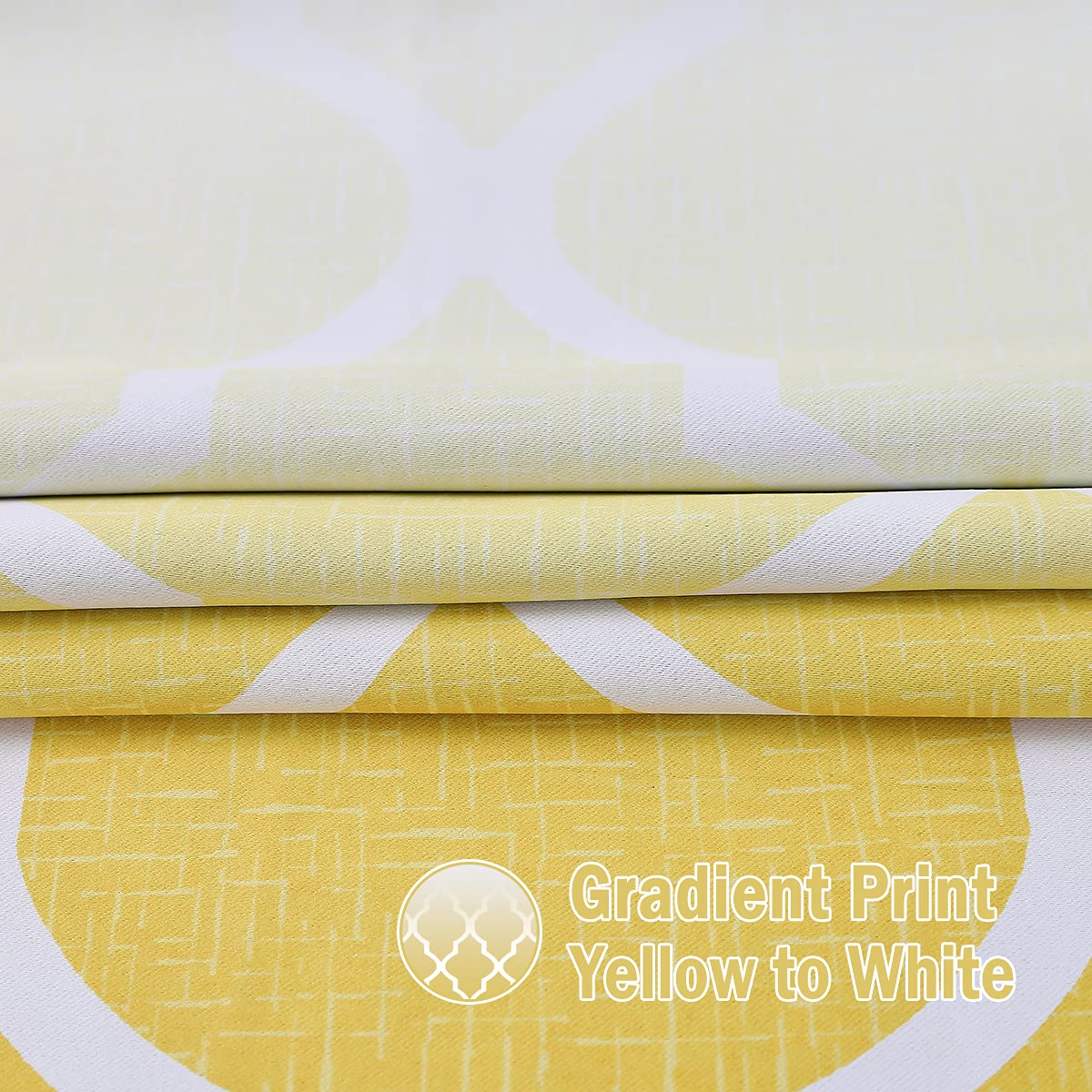 Beauoop Blackout Curtains for Living Room Yellow Ombre Curtains 90 Inch Drop Geometric Print Eyelet Curtain for Bedroom Room Darkening Thermal