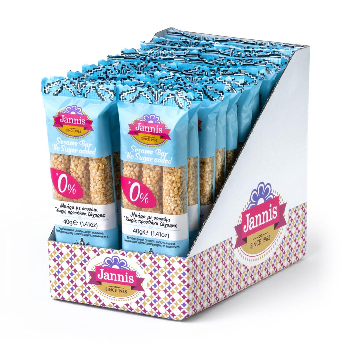 Jannis Sesame Bar, Pasteli 40g (One Size, No Added Sugar 20 Bars)
