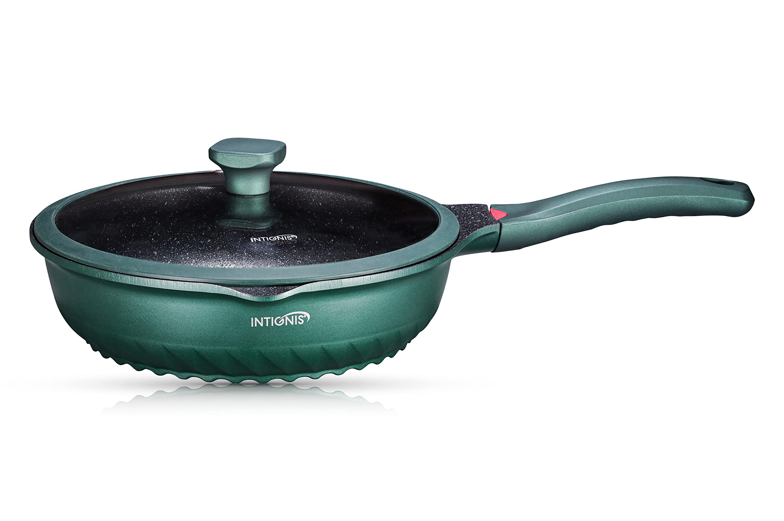 INTIGNIS Deep Non-Stick Frying Pan with Lid 3-in-1 Saut Pan, Skillet & Mini Wok GREBLON Ceramic Coating | Induction Hob Safe | Stainless Steel