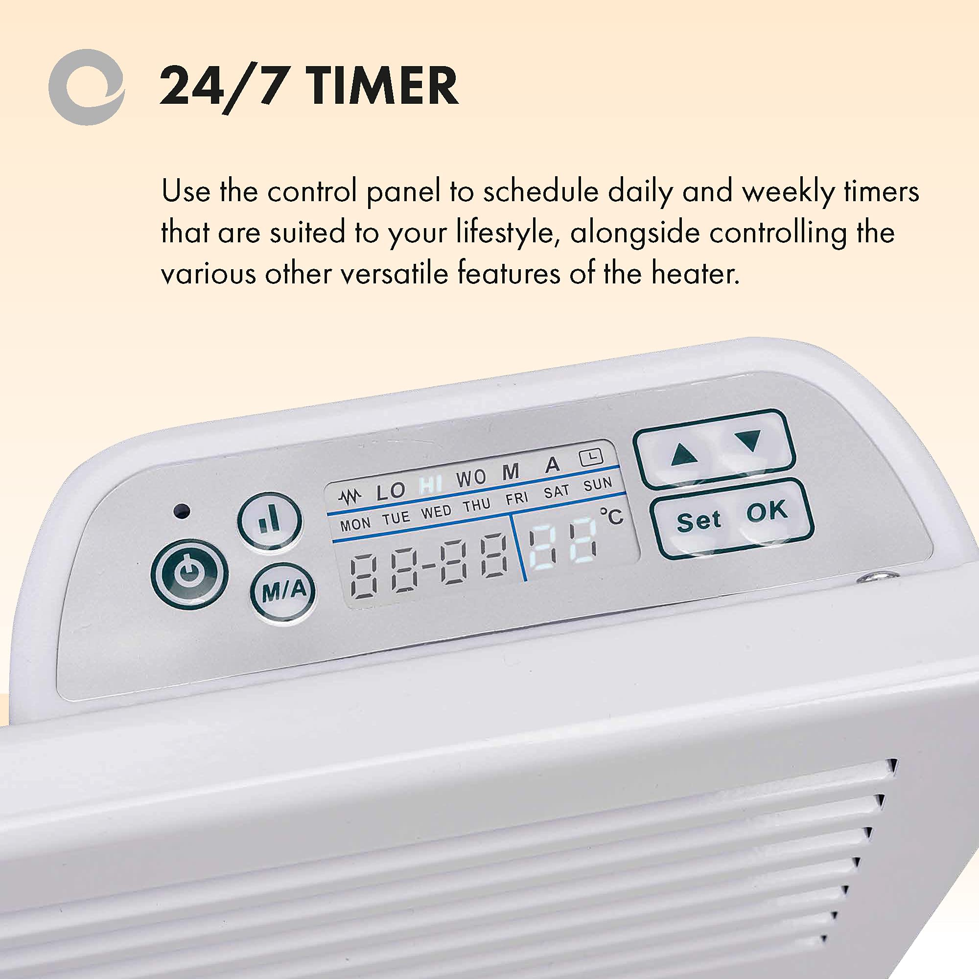Devola DVNDM10 1000W Eco Electric Panel Heater with Adjustable Thermostat | Energy Efficient Technology, Lot 20 | Slimline Wall Mounted & Free