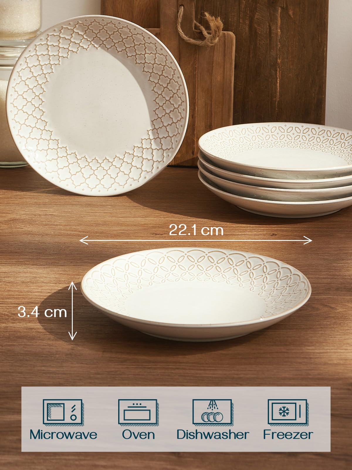 DOWAN Dinner Plates, 8.5" Premium Porcelain Side Plate Set of 6, Salad Plates, Dessert Plate, Flat Dinner Set for Appetizer, Lunch, Salad, Steak,