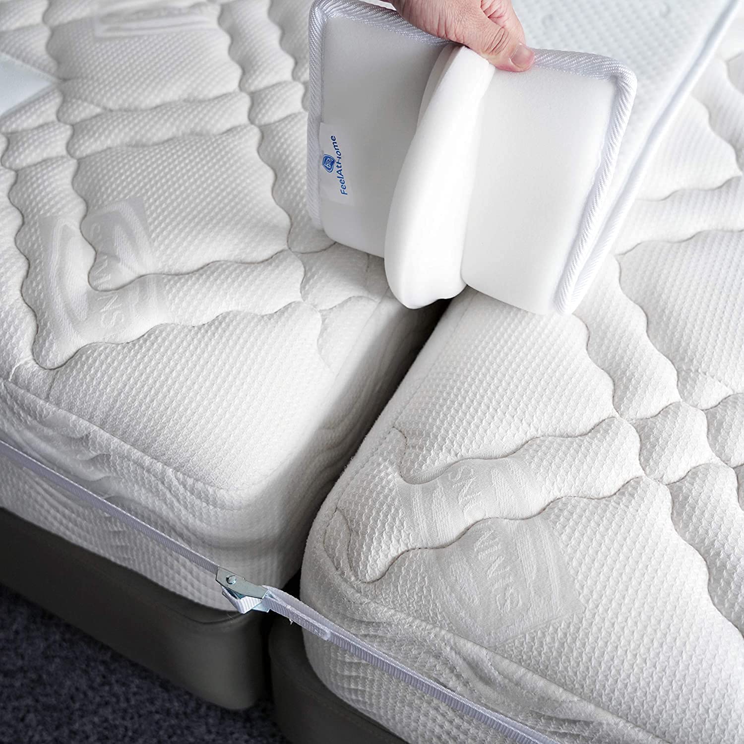 FeelAtHome Bed Bridge Twin to King Converter Kit - Twin Bed Connector King Maker - Bed Gap Filler to Make Twin Beds Into King - 2 Mattress Connector