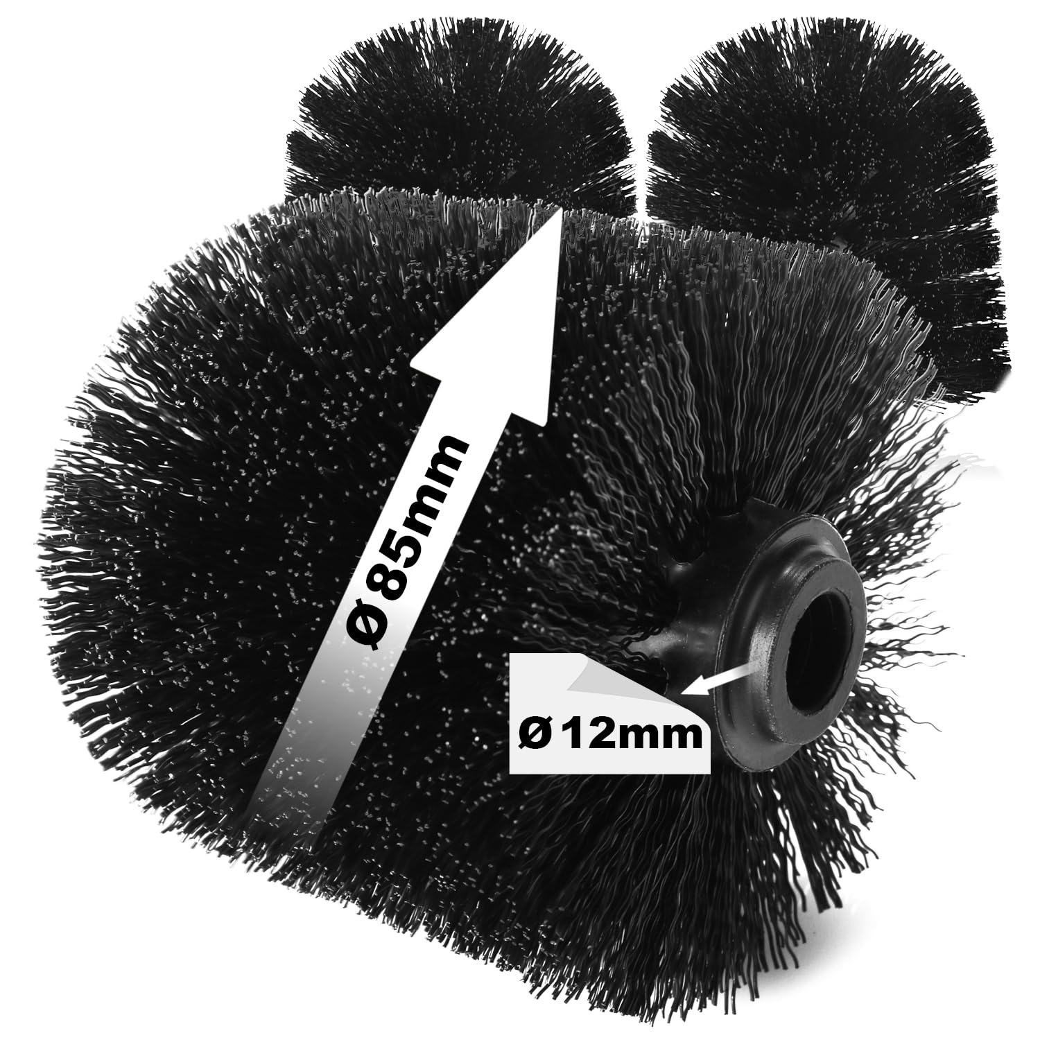 COM-FOUR? 3x replacement toilet brush heads for toilet brushes - replacement brushes in black for toilet brushes - replacement toilet brush heads (3
