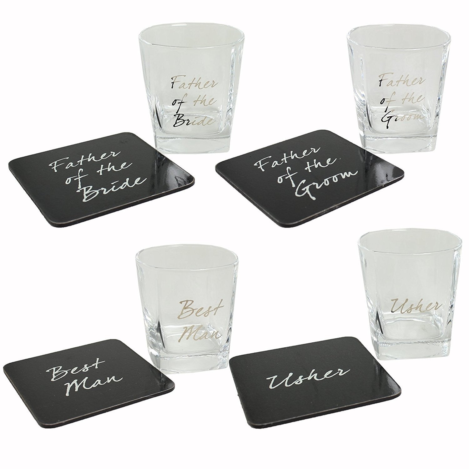 Wedding Usher Whisky Glass & Coaster Thank You Gift LP