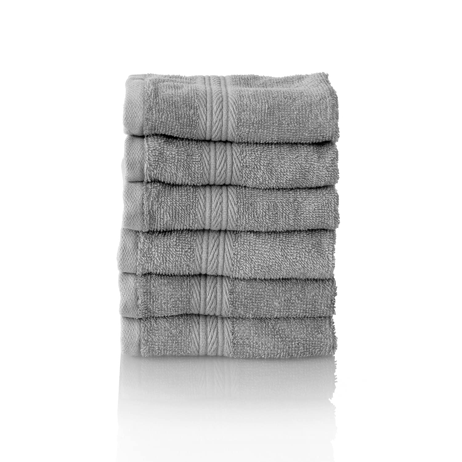 Glart Premium Set of Terry Hand Towels, Range of Terry Towels in 6 Colours and 5 Sizes, Colour: Platinum Grey, 6X Flannels 30 X 30 cm