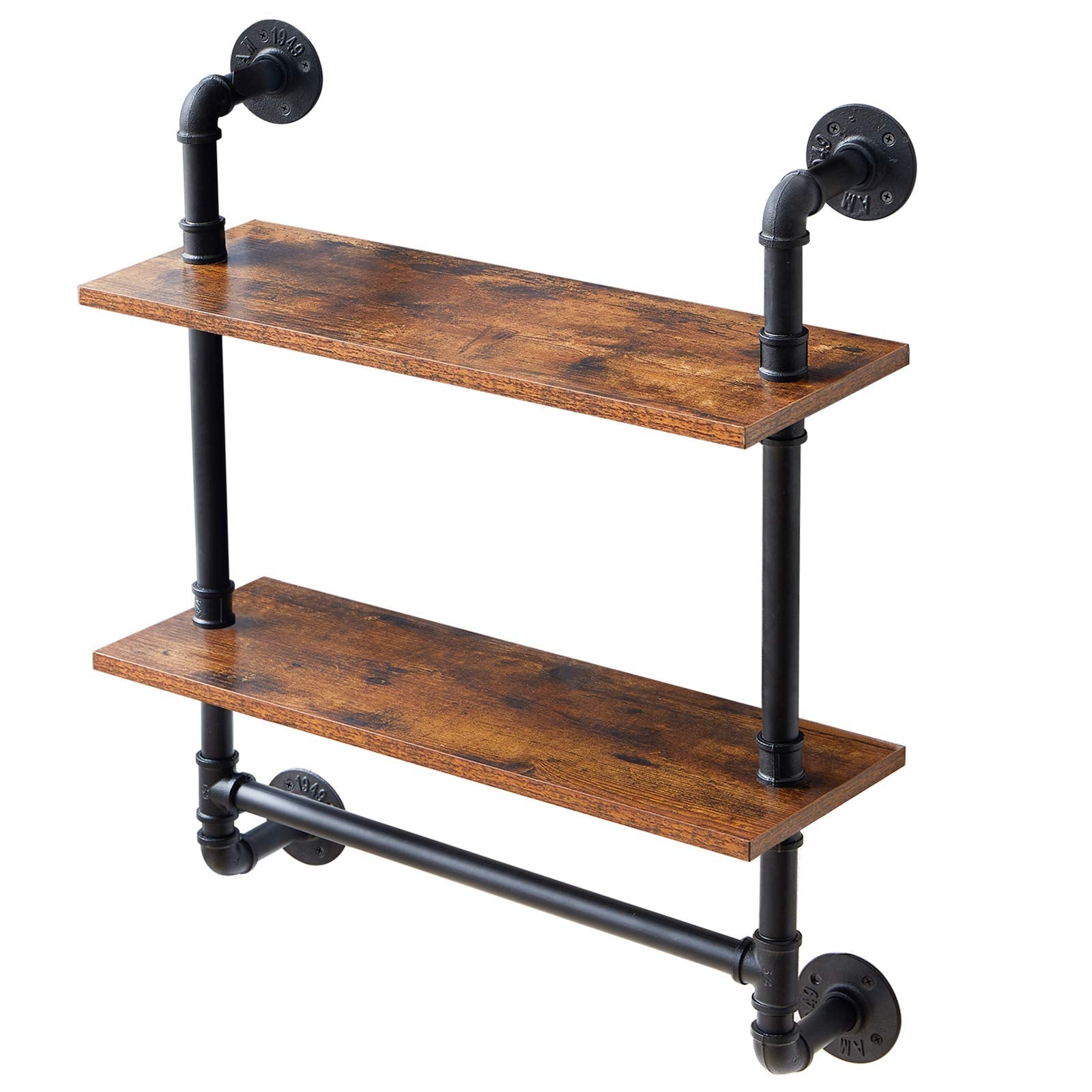 IBUYKE Pipe Floating Shelves, Wall Shelf Outdoor, 60x20x72.5cm, Decorative Shelving Unit for Wall, Plant Stand, Storage Organiser Shelf for Bedroom,