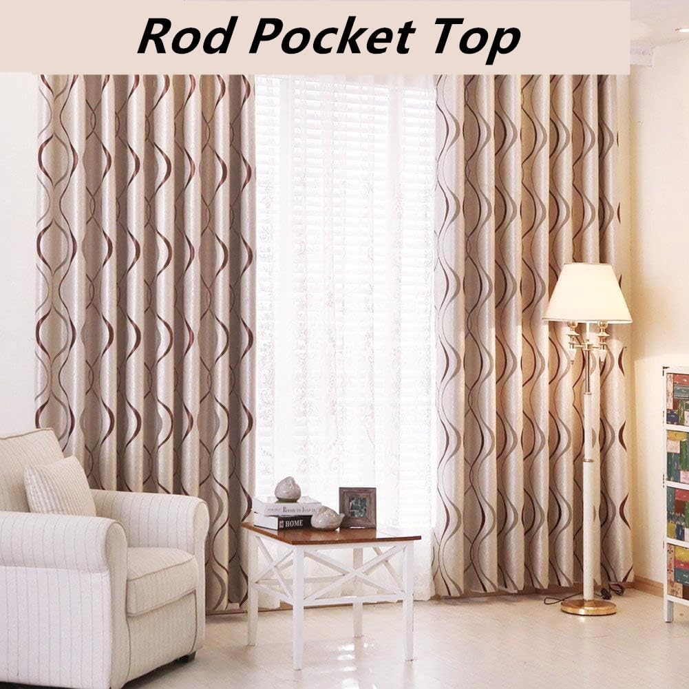 MYRU 1 Pair Rod Pocket Curtains for Bedroom Modern Striped Curtains for Living Room (Coffee,2 Panels 66x90 Inch)