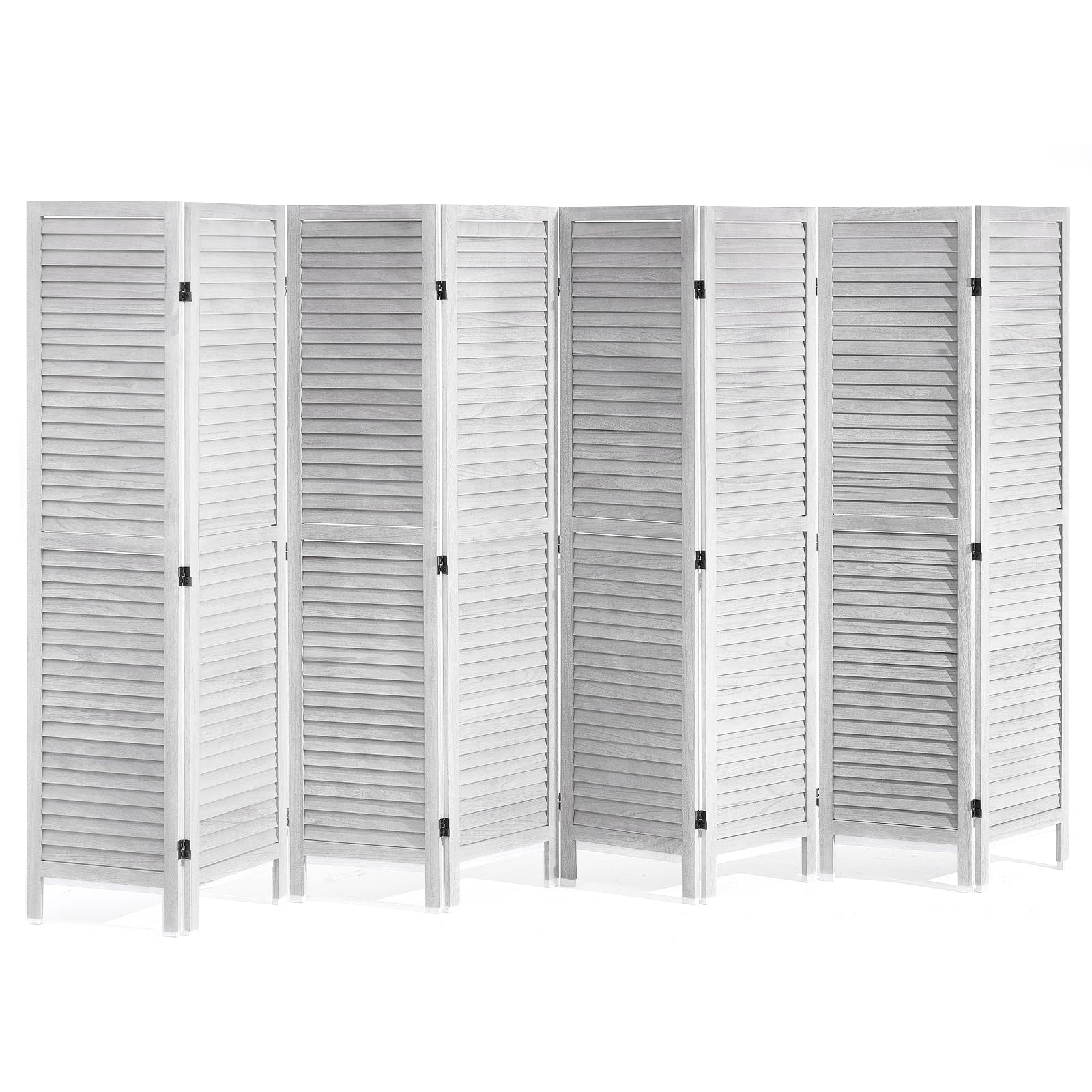VEVOR Wood Room Divider, 8 Panel Wood Folding Privacy Screen, 66.9 Inches Tall Indoor Louvered Wooden Partition, Portable Decoration Screen, for Room