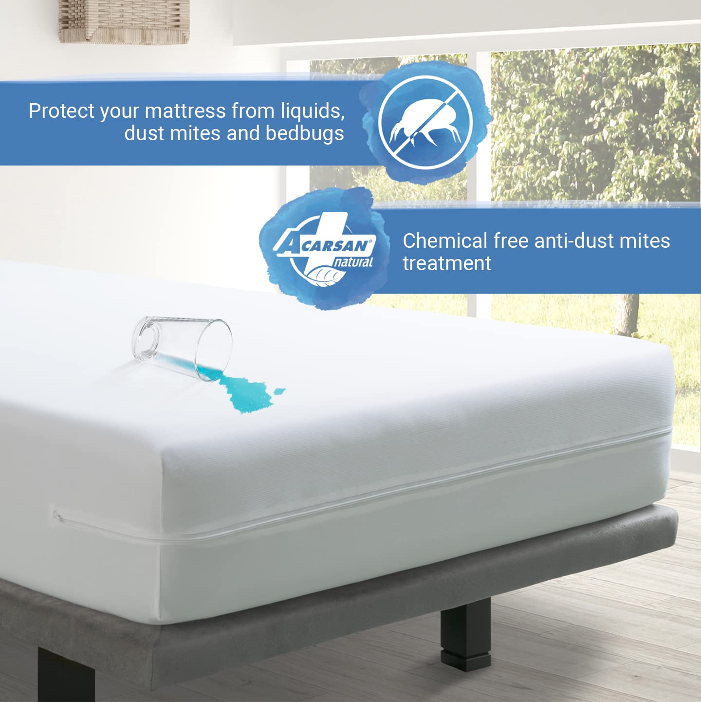Velfont Mattress Encasement 80x190/200cm Small Single Size Anti-dust mite Breathable and Waterproof Zipped