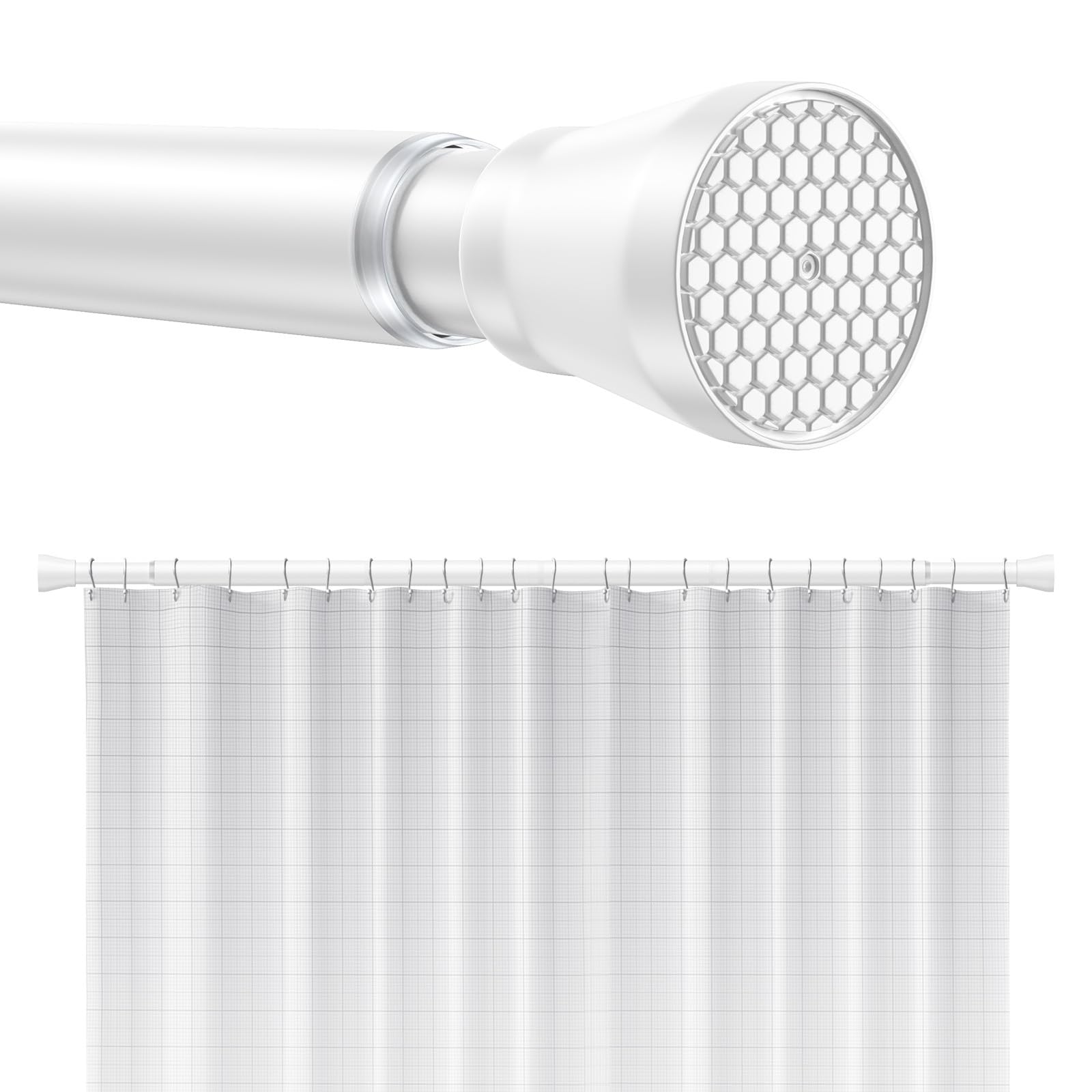Shower Curtain Pole Extendable Curtain Poles 113-197cm Shower Curtain Rod no Drilling Tension Rods for Curtains Telescopic Extendable Curtain Rail for