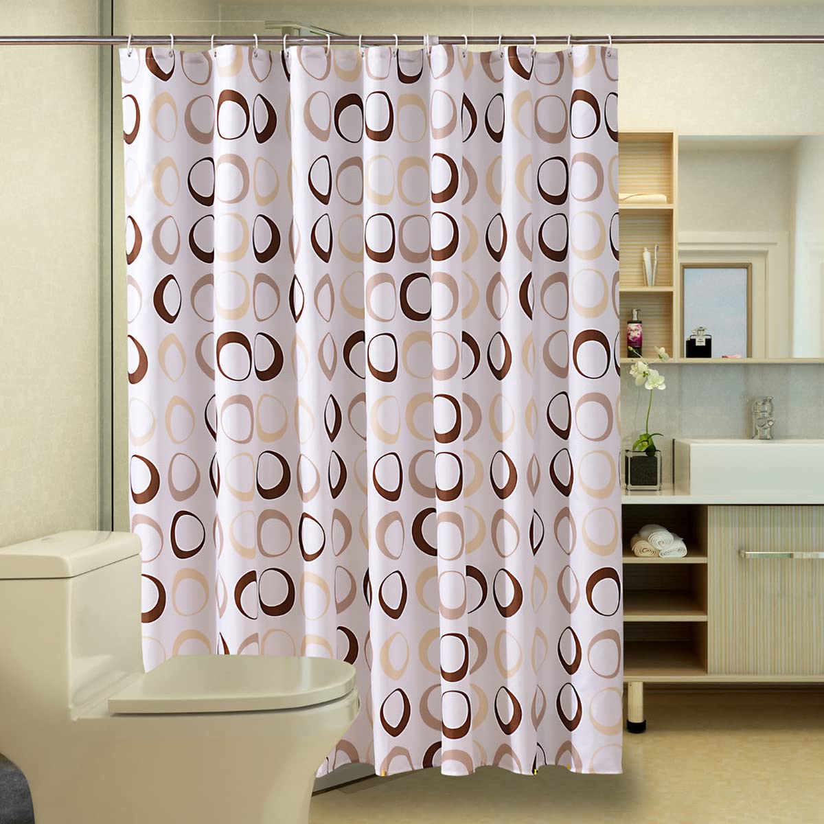 GONOVE Shower Curtain for Bathroom 180 x 180 cm Mildew Resistant Waterproof Polyester Fabric Geometric Shower Curtain Liner Long Washable Bath Curtain