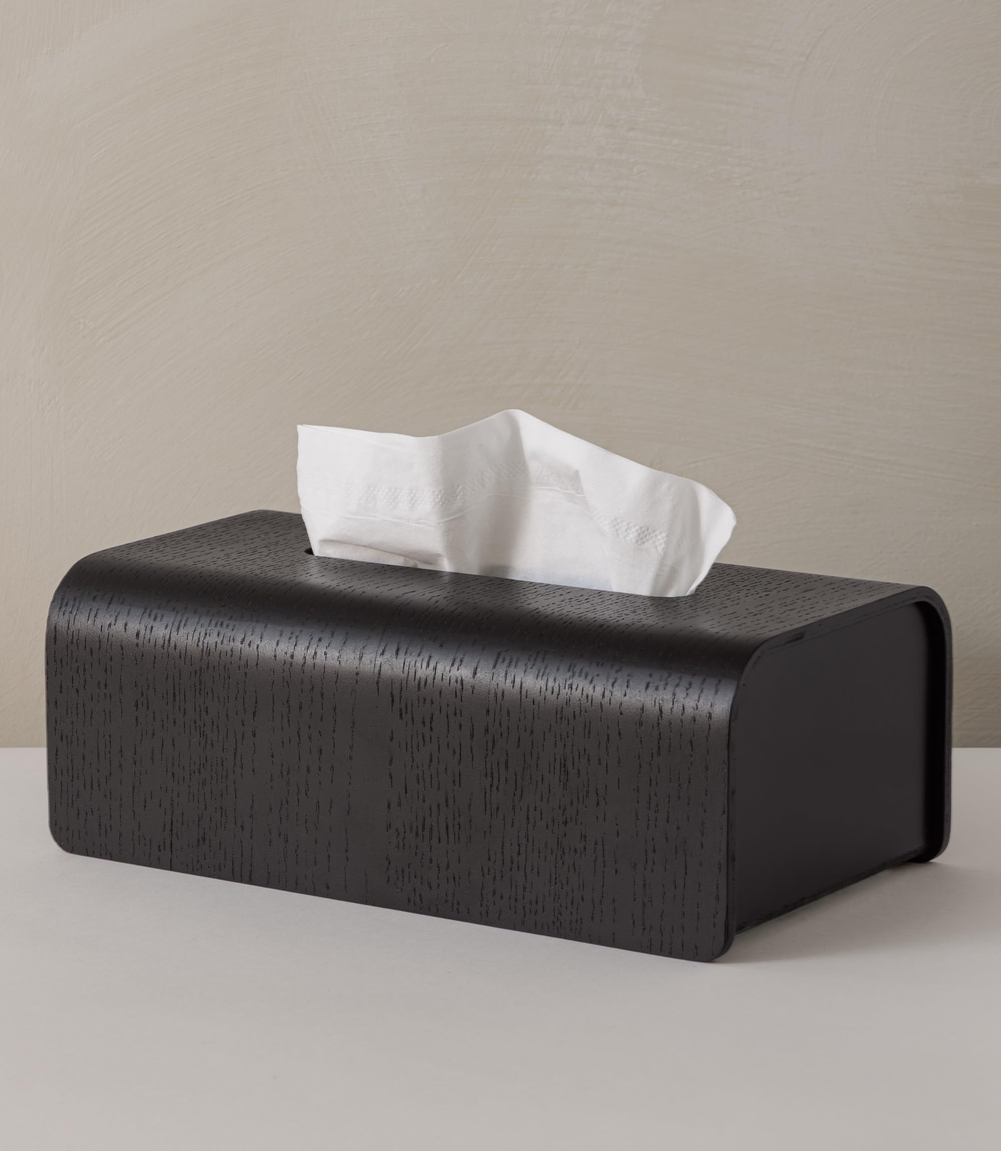 Kazai.? Tissue Box Holder 'Toke' | FSC? Certified Real Wood Veneer | Scandinavian Design Tissue Box Cover & Dispenser | Oak, black