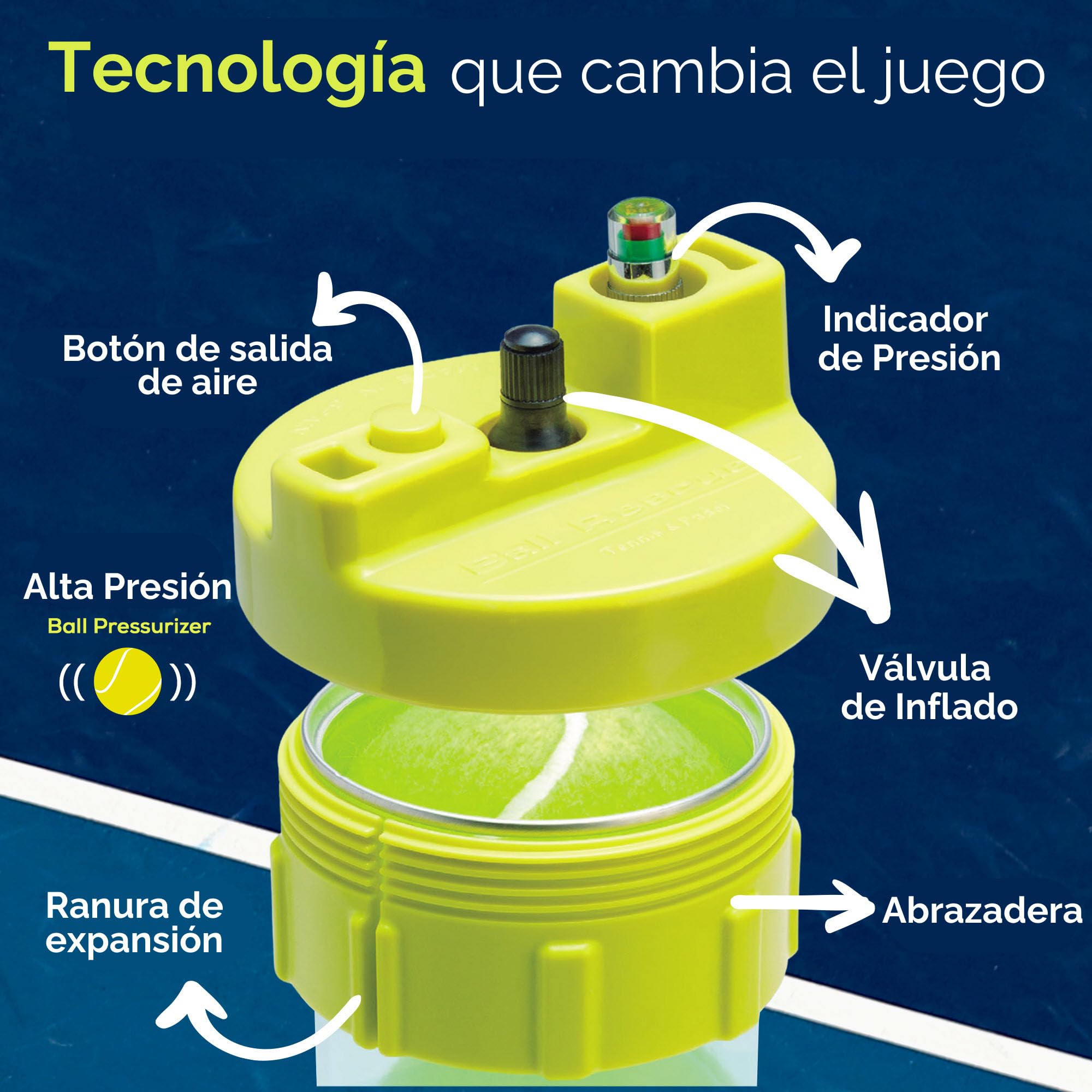 BALL RESCUER: Tennis/Padel Ball Life Extender Converts Plastic Tennis/Padel Ball Containers to a 30 psi Ball Pressurizer Needs a Bicycle Pump to