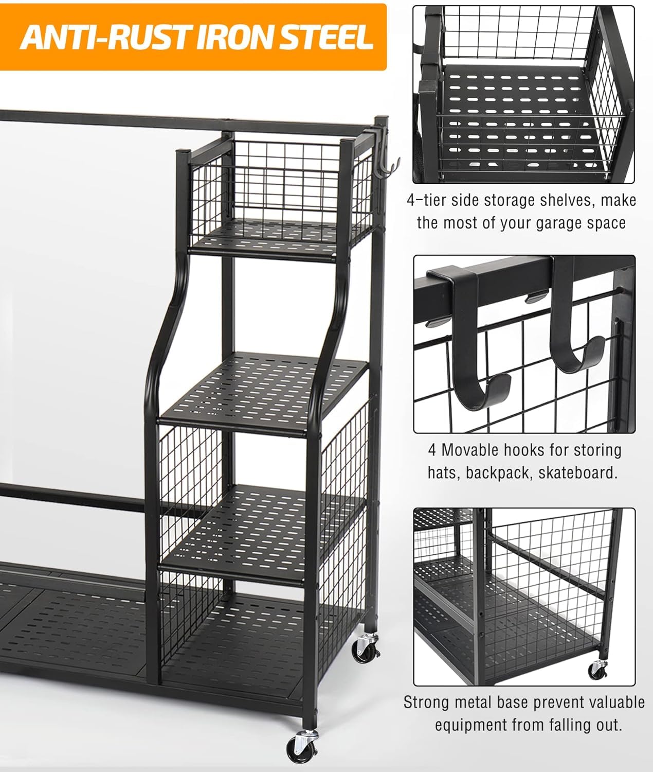 TEKXDD Golf Storage Rack Golf Bag Stand Storage Rack,Golf Club Organisers Extra Large,Golf Bag Organiser with Wheels