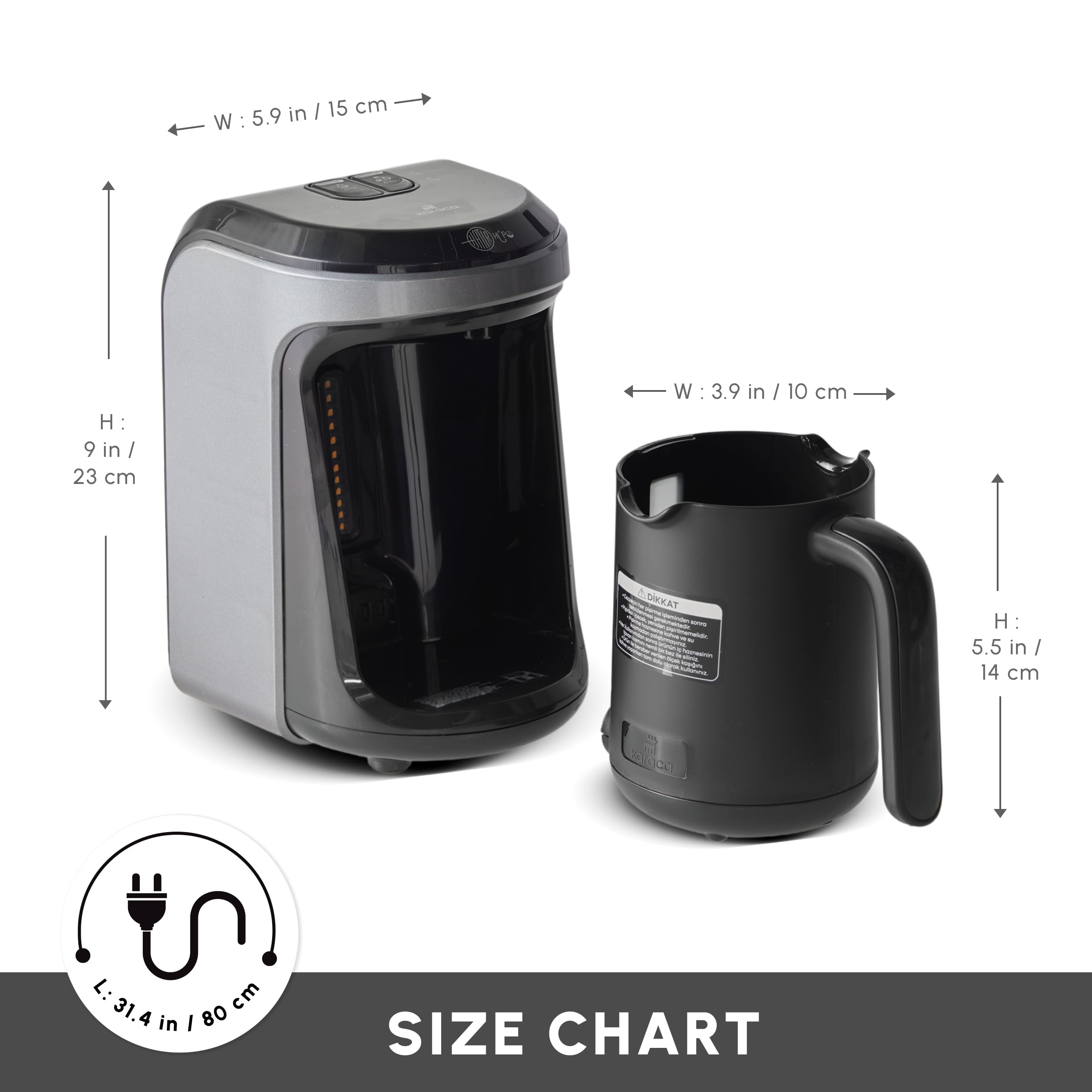 KARACA Hatr Hps Turkish Coffee Maker & Milk Option - 300 Ml Automatic Small Turkish Coffee Machine with Measuring Spoon & Cleaning Brush - 5 Cup