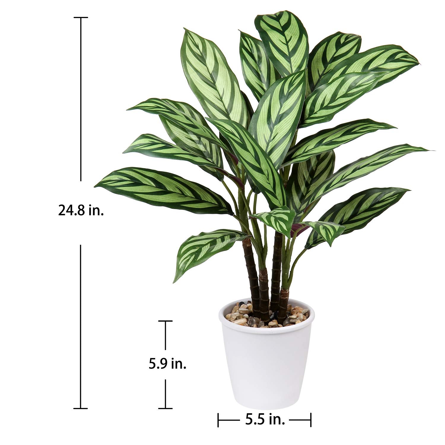 Briful 24.8" Tall Artificial Plants 63CM Large Artificial Calathea Majestica Exotica Fake Plants House Plant Large Artificial Plants Indoors in Pots