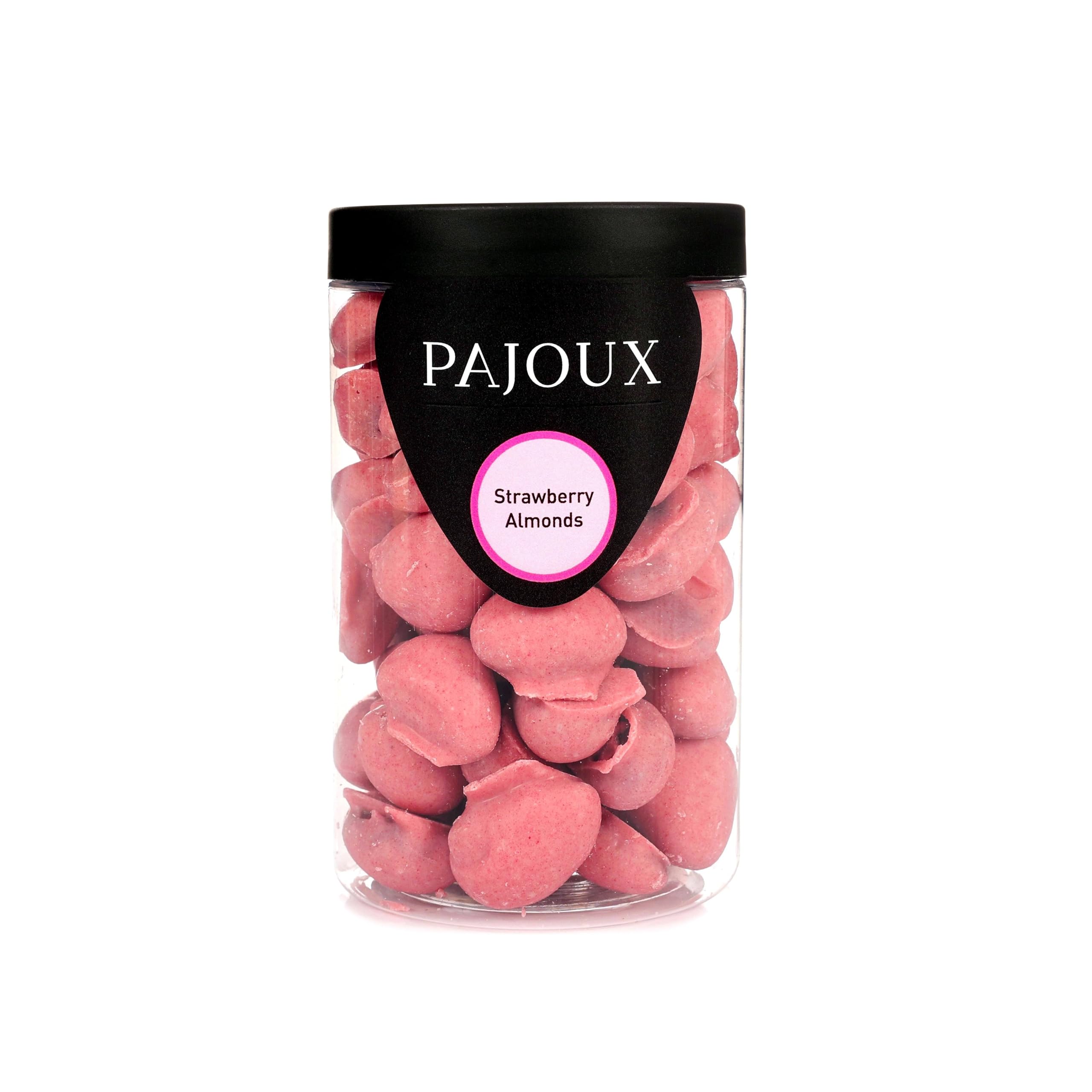 Pajoux Strawberry Almonds (Large) 250g | Chocolate Almonds - Caramelised - White Chocolate Covered Nuts - Whole Nuts - Palm Oil Free - Chocolate in a