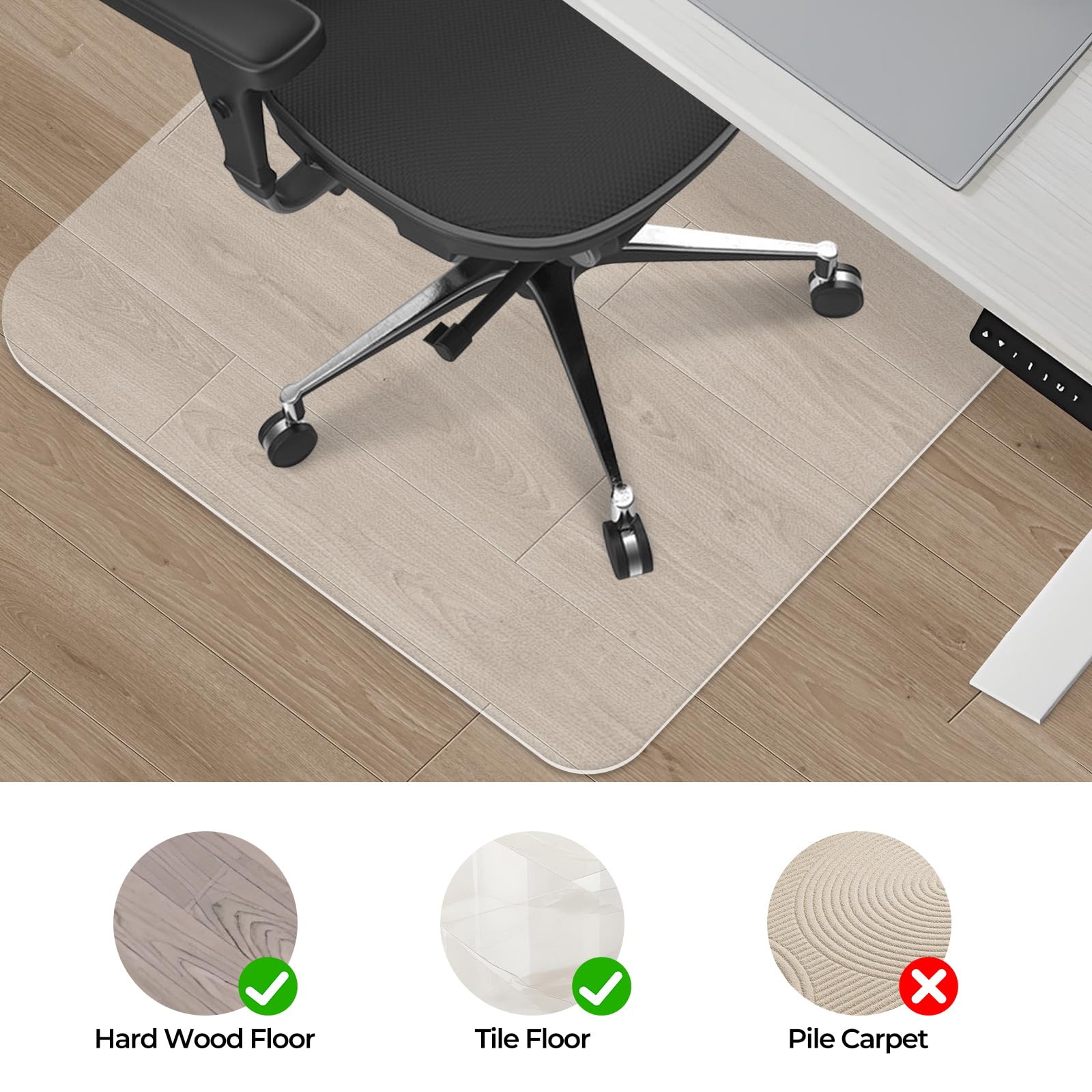 Chair Mat for Hard Wood Floors - Heavy Duty Floor Protector - Easy Clean (47''59'')