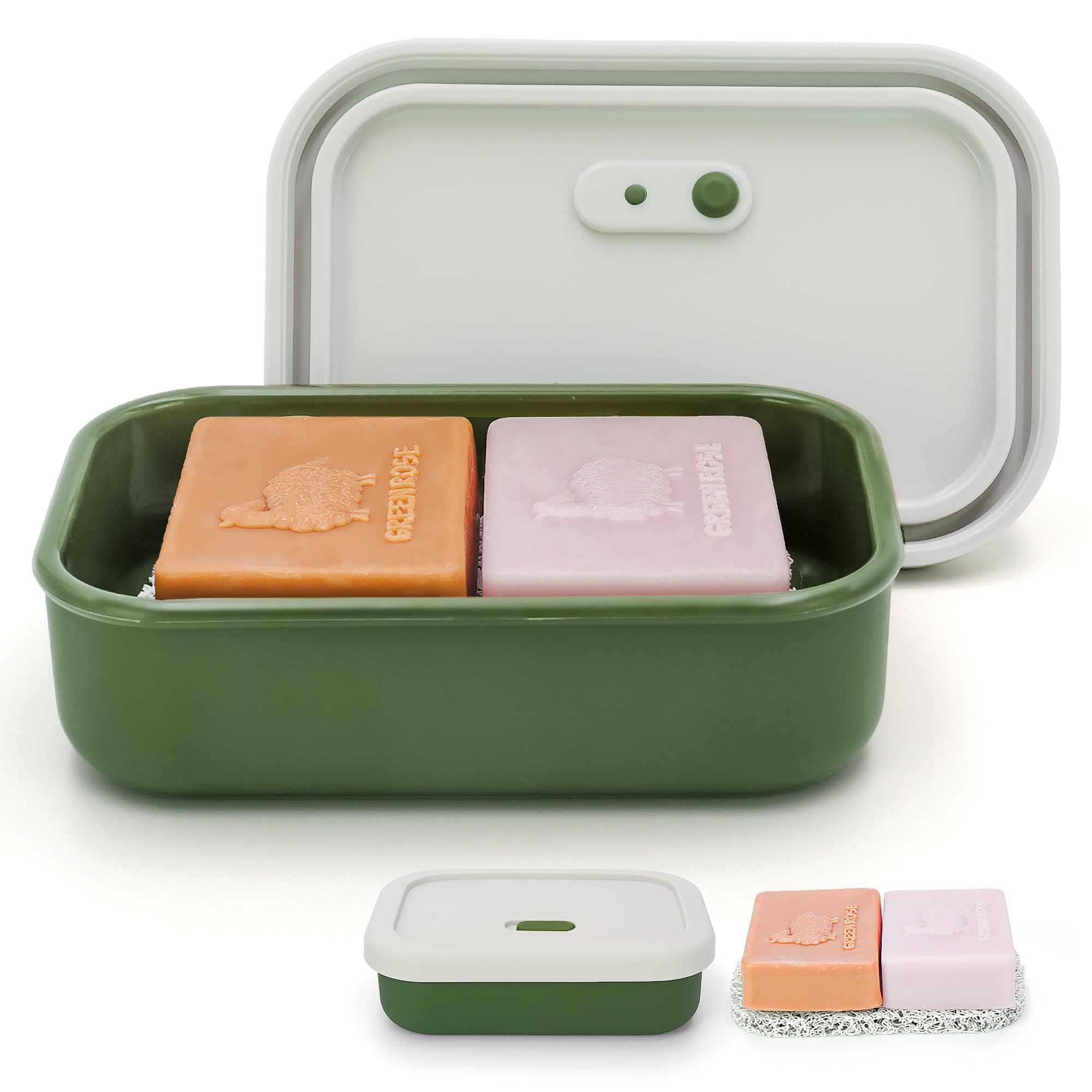 Enhanced Leak Proof Travel Soap Case, Silicone Soap Container, Travel Soap Dish with Draining Layer, Keep Soap Dry, Portable Travel Soap