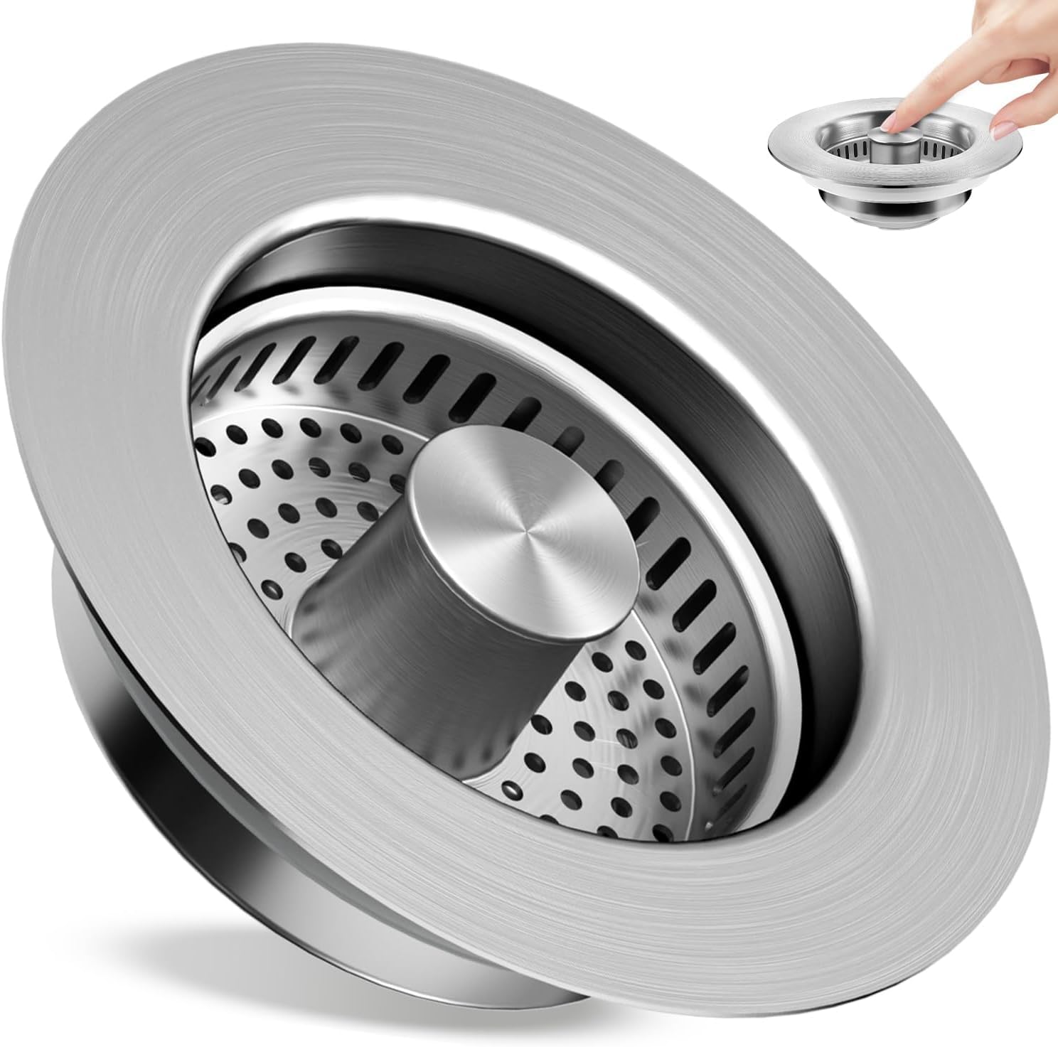 CVIUYO 304 Stainless Steel Pop Up Sink Strainer & Plug - UK Fit, Anti-Clogging, Odour Prevention, Fast Drainage