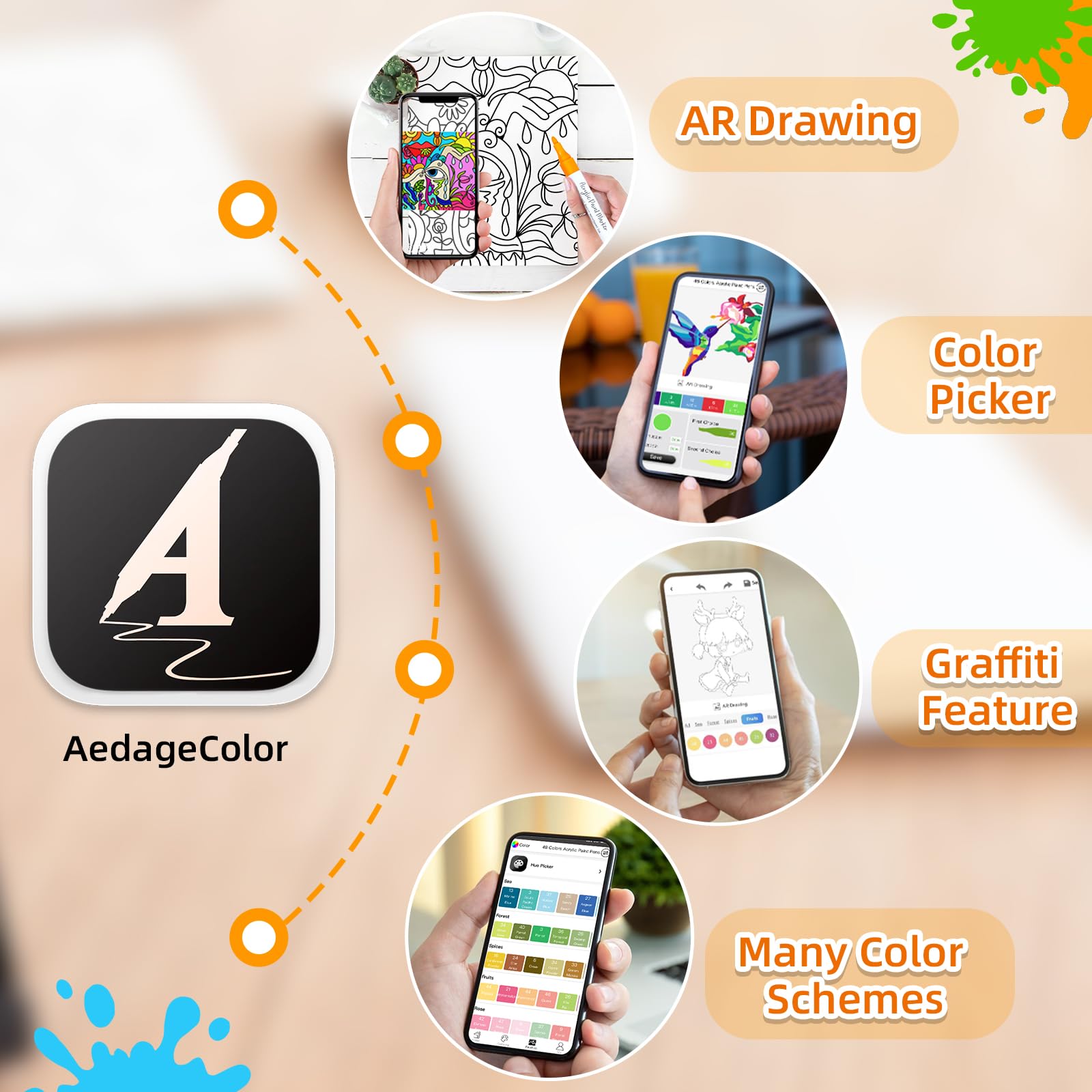 100 Colours Numbered Acrylic Paint Pens with Free App, Dual Tip Acrylic Paint Markers with Brush Tip and Fine Tip for Adults, Kids, Eggs, Wood, Rock,