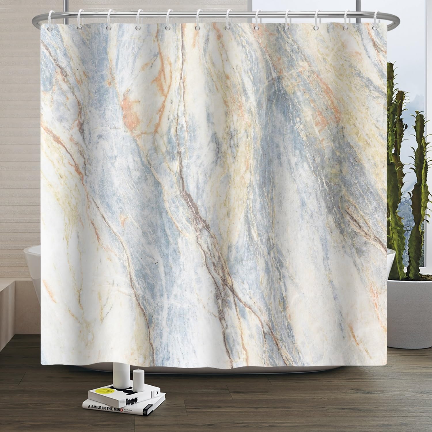 Xiaoterna 180x240cm Marble Shower Curtain Vintage Brown Texture Waterproof Polyester Bathroom Curtain Luxury Modern Aesthetic Artistic Machine