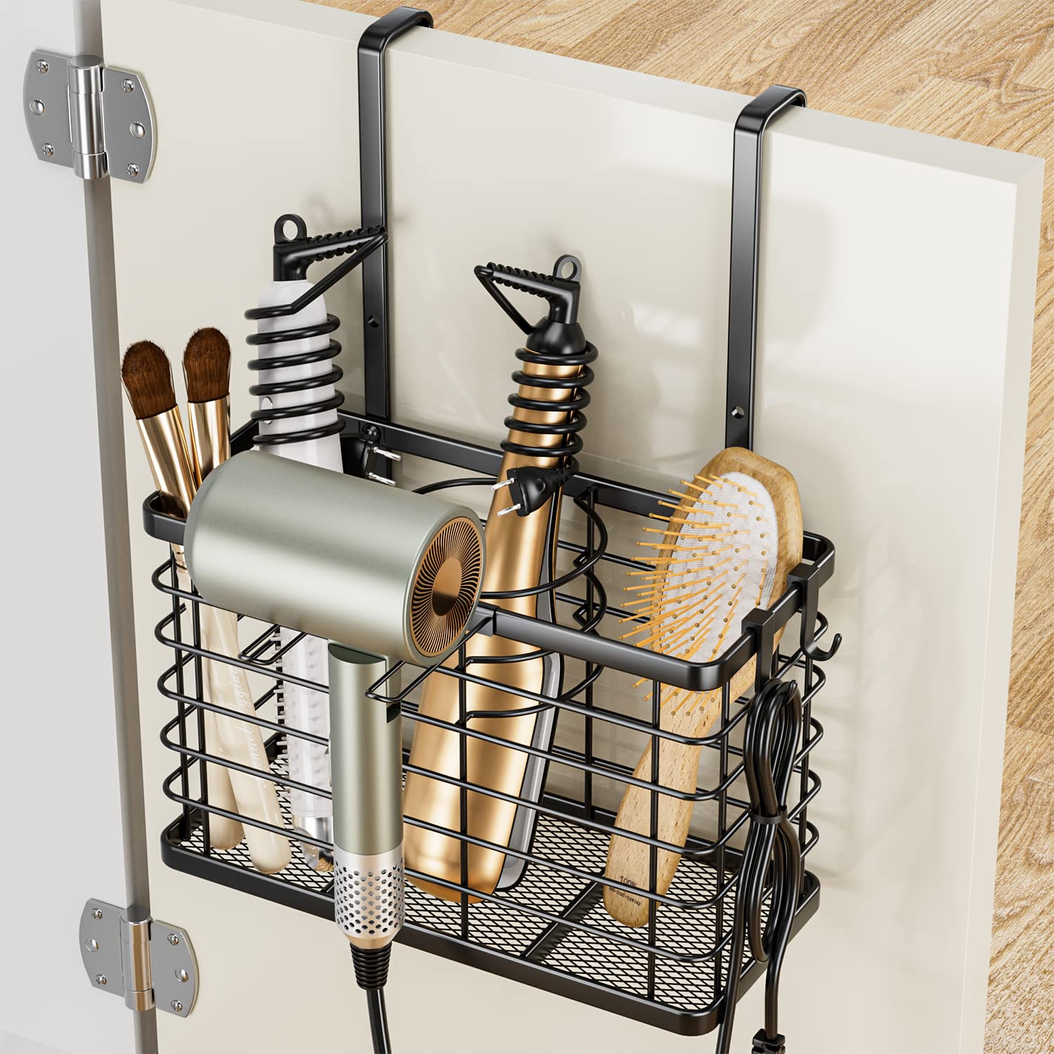 OVICAR Hair Dryer Holder - 3-in-1 Hair Tool Organizer Blow Dryer Holder Adjustable Height Wall Mounted/Cabinet Door Bathroom Organizer Storage for