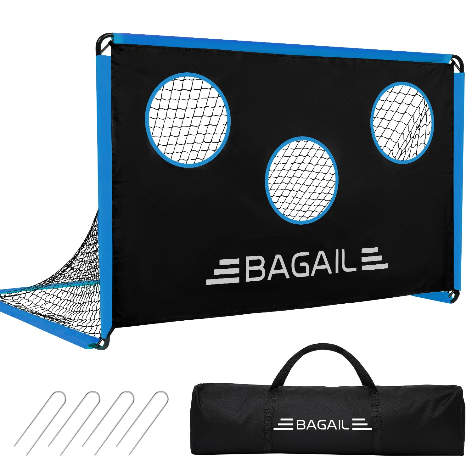 BAGAIL Soccer Goal with Target, 2-In-1 Designed, Football Goal, Portable Carry Bag, Easy to Set up, Ideal for Garden Shooting Training and