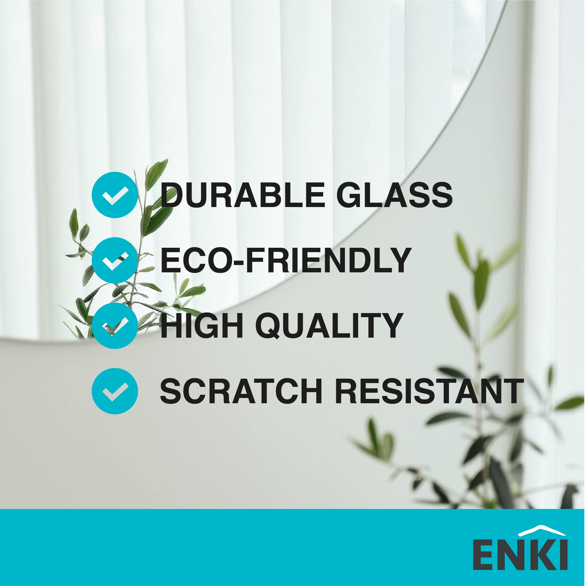 ENKI - Horizon Frameless Arched Polished Edge Glass Wall Mirror (40cm x 60cm) for Bathroom, Bedroom, Living Room & Hallway Durable, Easy to Install,