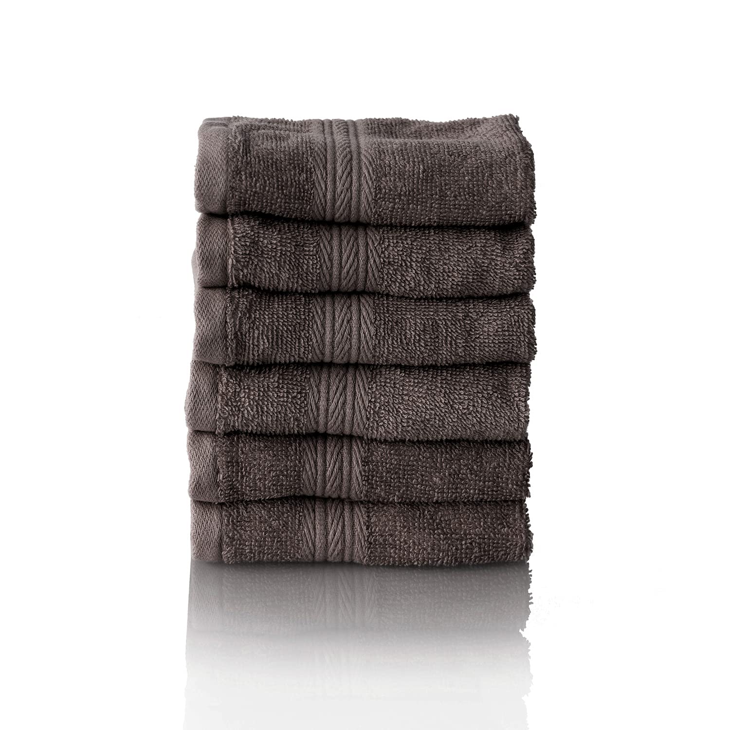 ALCLEAR set of terry hand towels, range of soft and highly absorbent towels, OEKOTEX 100 certified, 5 colours & 5 sizes, colour: ANTHRACITE, 6 x face