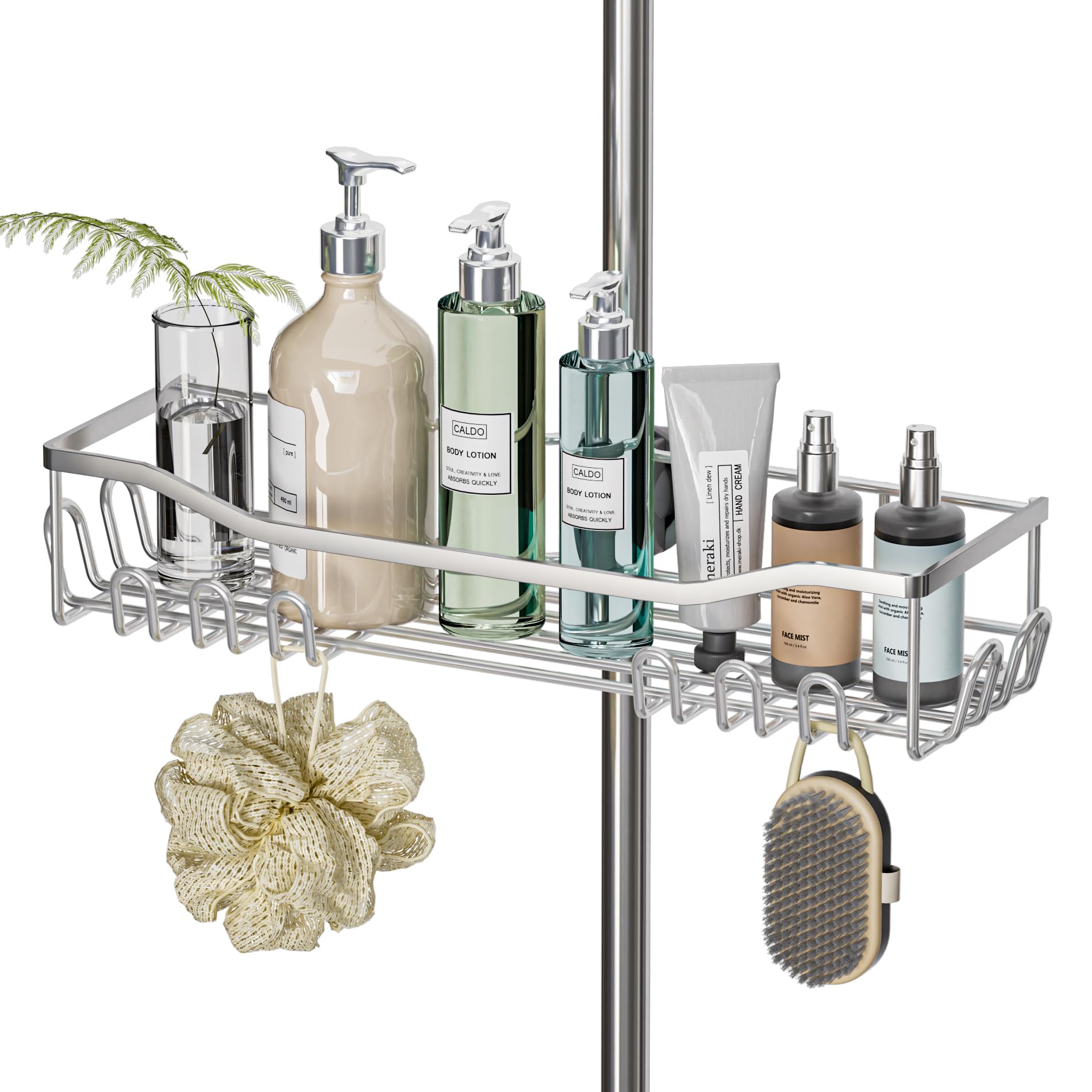 Hodzeed Hozeed Shower Caddy No Drilling,Stainless Steel Bathroom Shelf,Rustproof,Large Size and Capacity Rack for 18mm-25mm Rail,Silver Storage