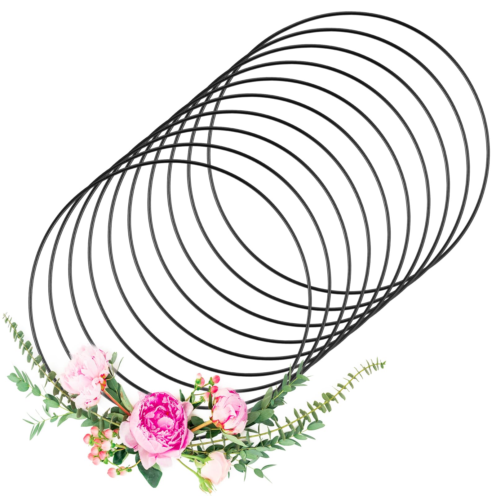 Yimomoyi 10Pcs Metal Hoops for Crafting, Metal Rings for Craft Hoops Floral Macrame Hoops Rings for DIY Crafts Macrame Dream Catcher Supplies (Black,